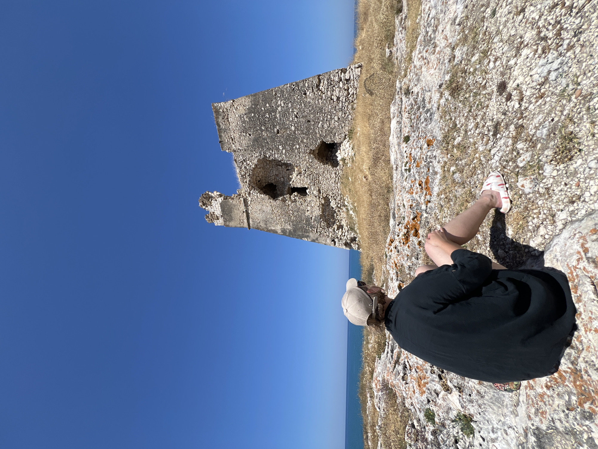 Clifftop break beside an old stone tower, Peschici coast