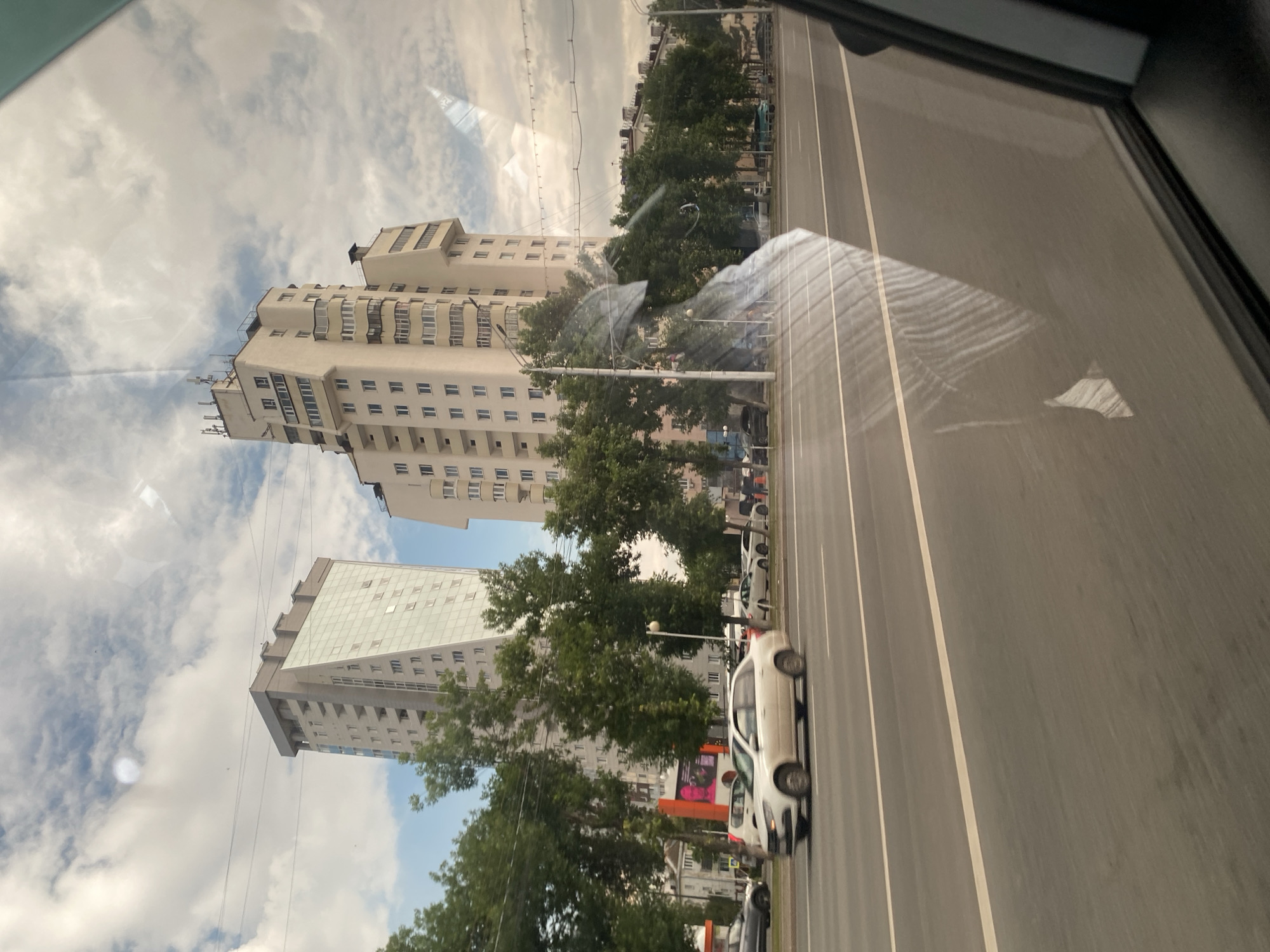 Car journey through Ufa captures modern architecture, passengers