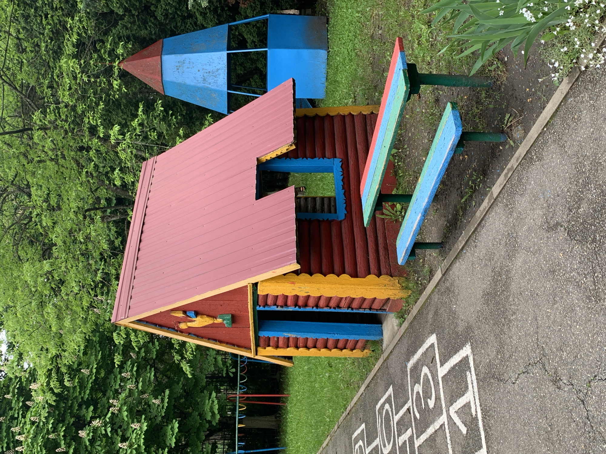 Morning documentation of playground features in Stavropol park