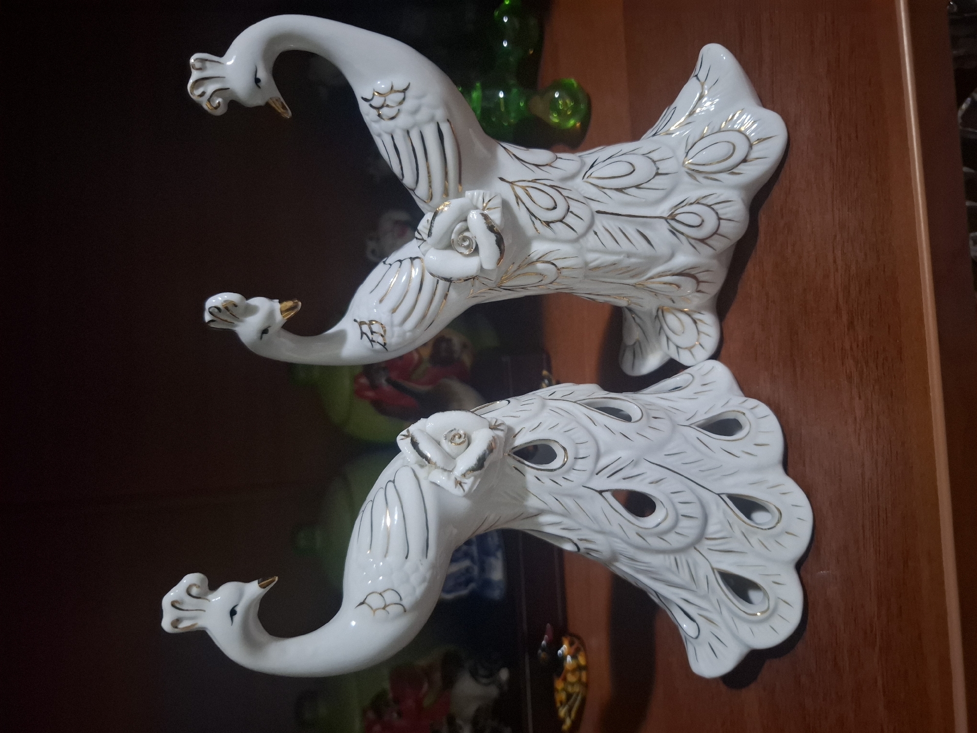 Shelves of ceramic figurines and decorative glassware in Almaty