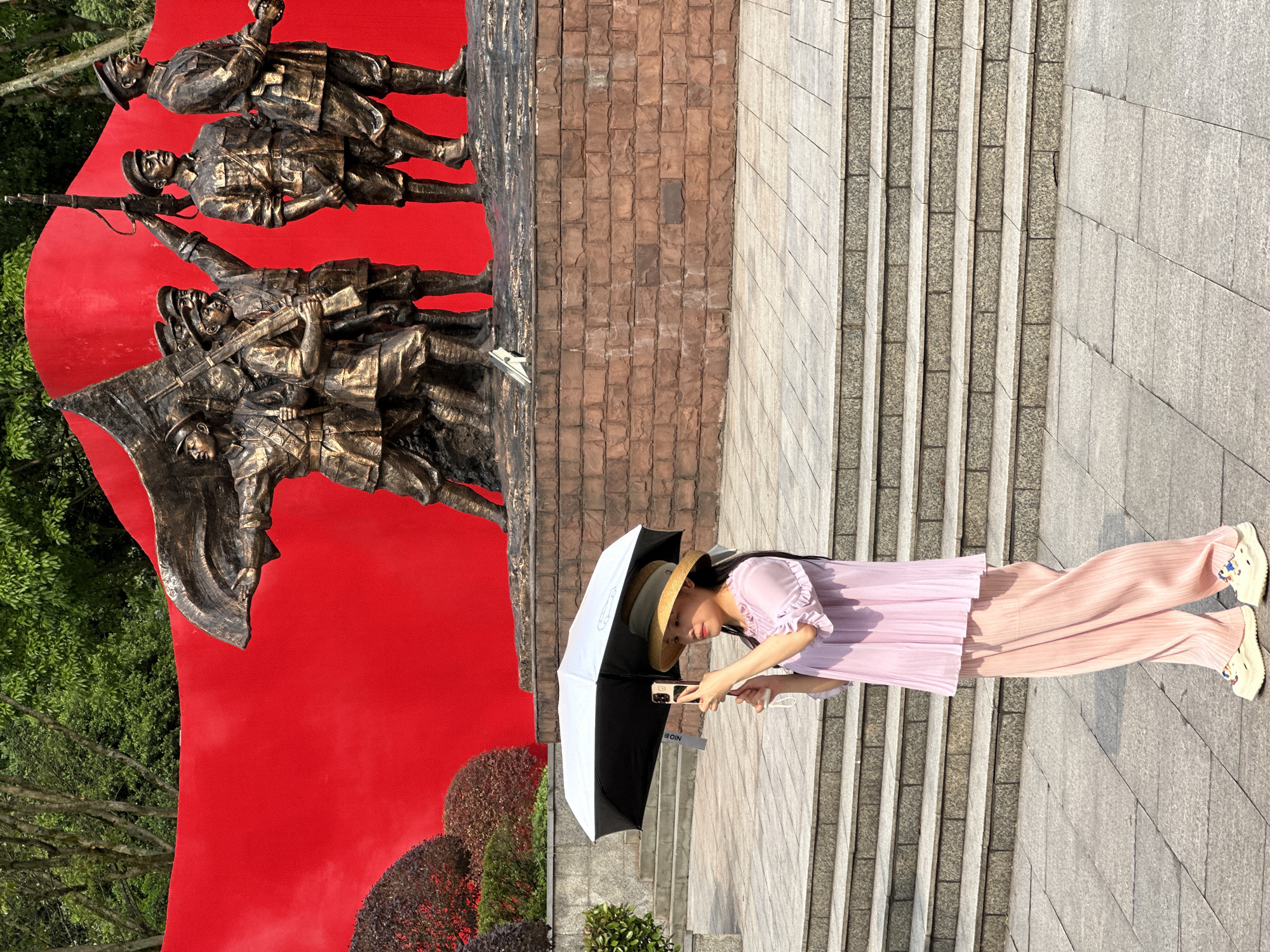 Morning visitors gather at Liangjiang memorial park and gardens