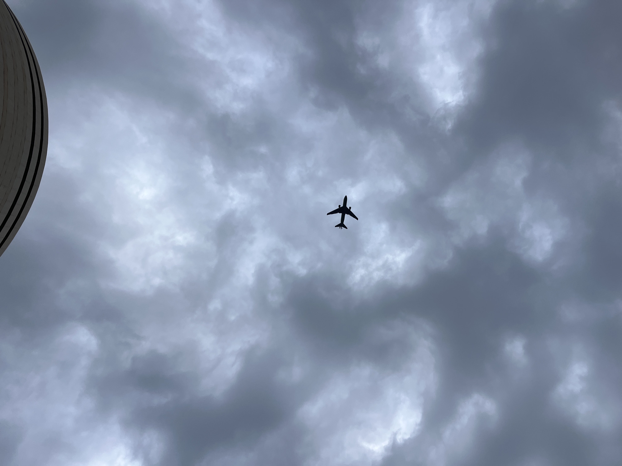 Aircraft spotted flying through storm clouds over Tel Aviv