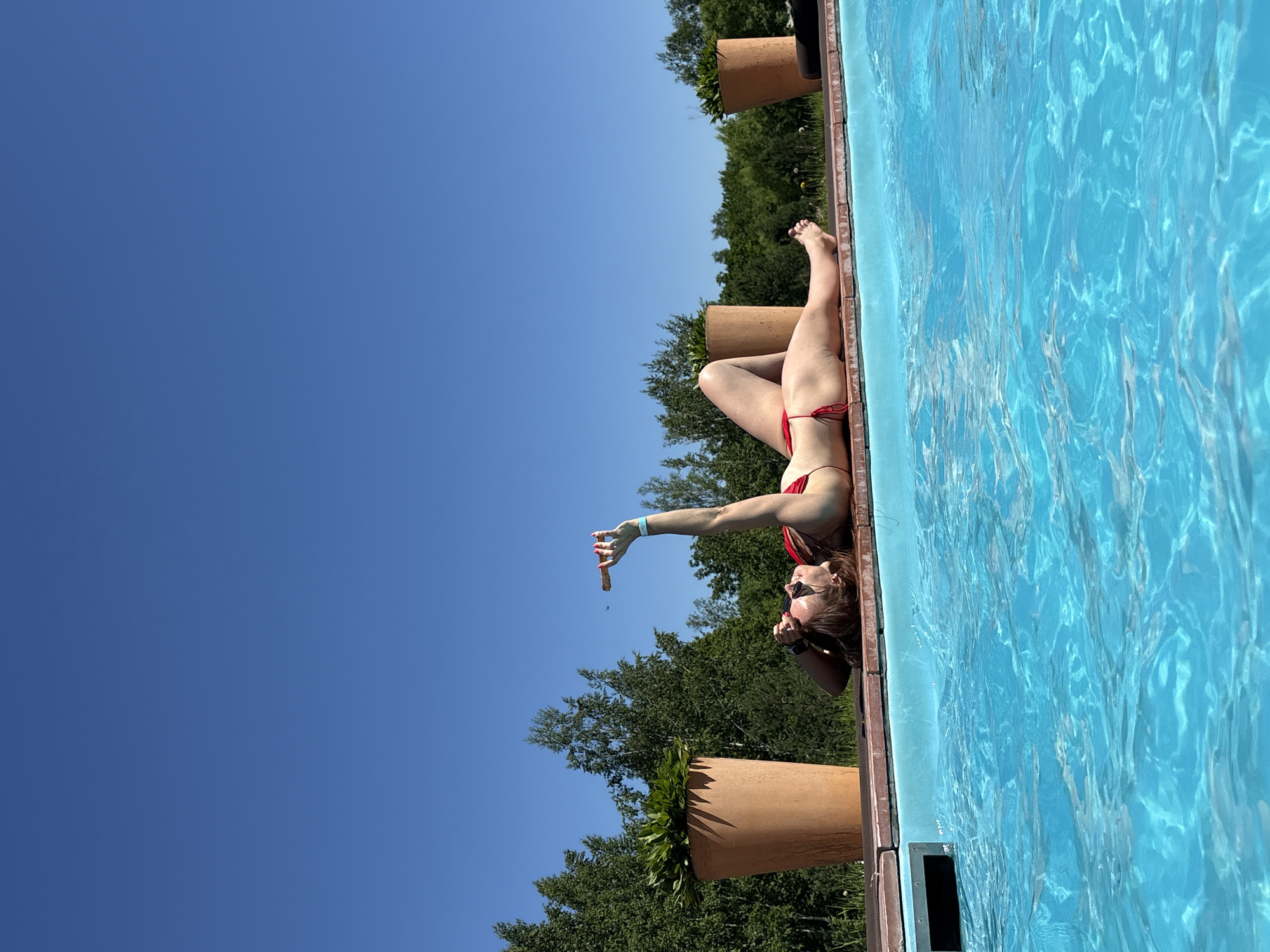 Women enjoy late-night pool party in Birobidzhan, Russia