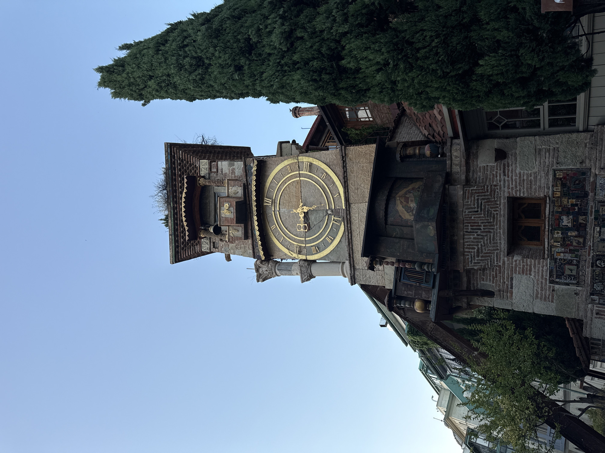Tbilisi's old city: clock tower, balconied streets, Orthodox cathedral