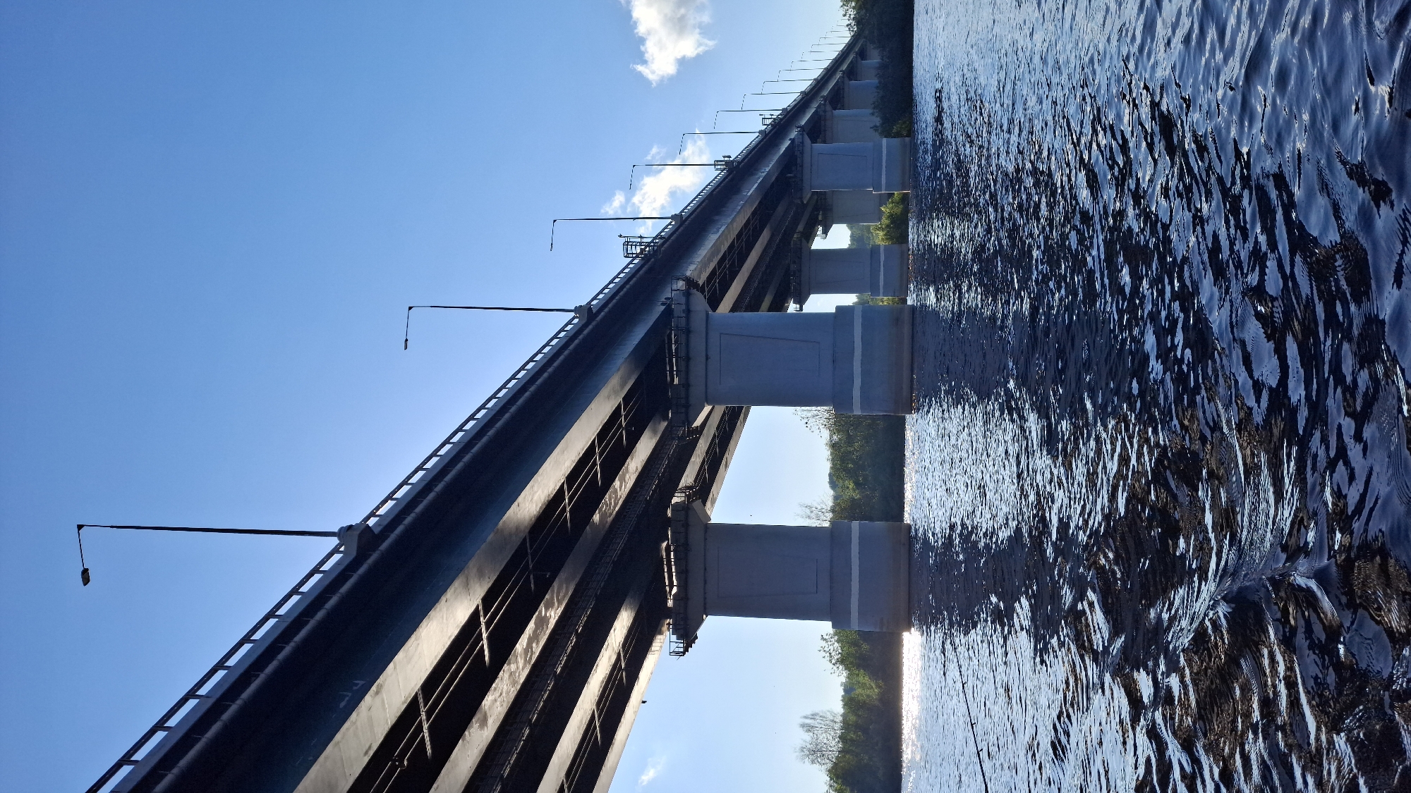 Fishing trip documented under concrete bridge in Sitno, Russia