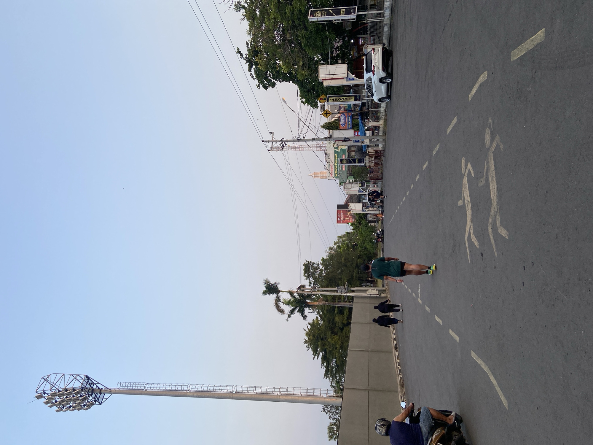 Morning activity around a stadium in Margorejo, Indonesia