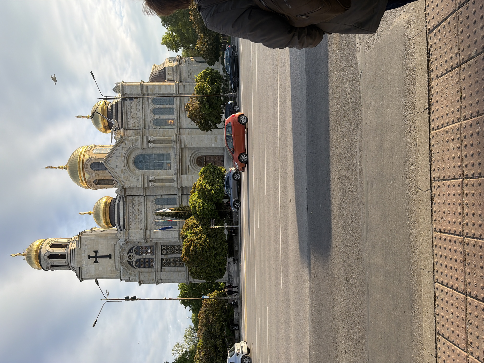 Street view of ornate cathedral captured in Varna, Bulgaria
