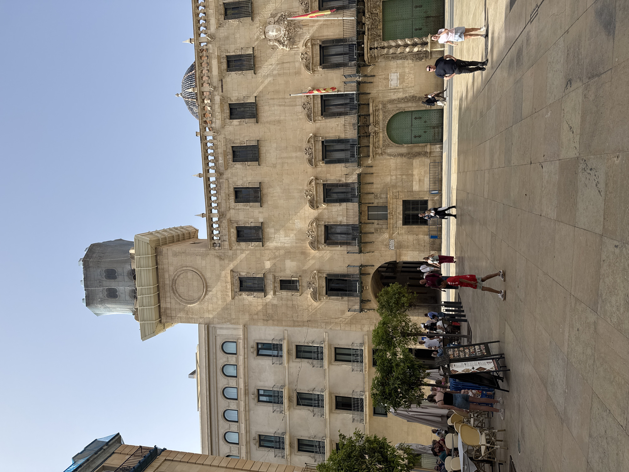 Alicante City Hall documented with flags and baroque architecture