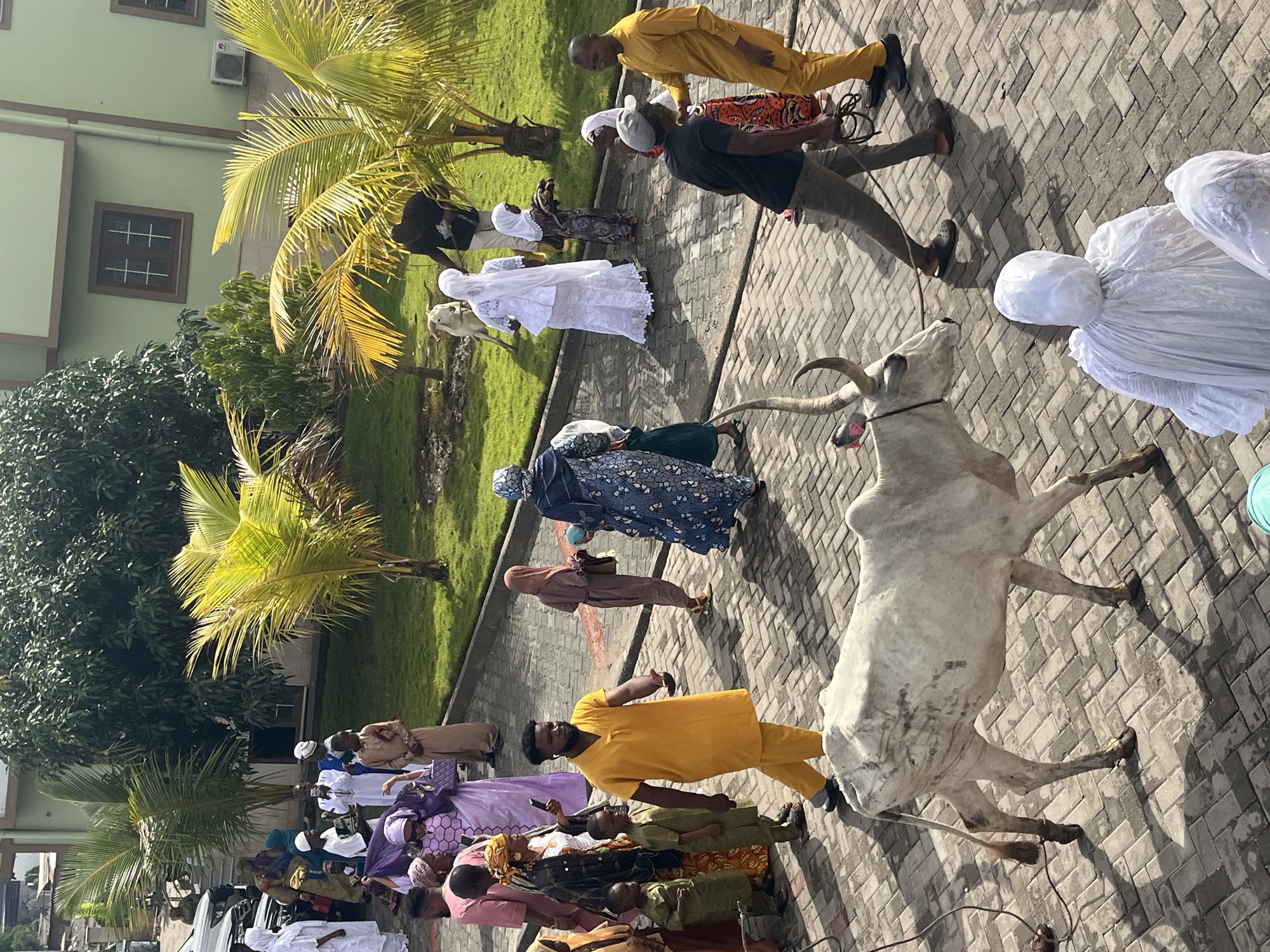 Religious gathering documented at Accra mosque during morning prayers