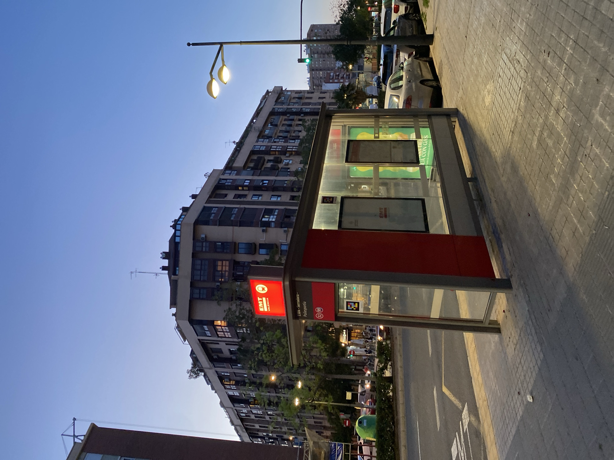 Valencia neighborhood at dusk, early summer evening