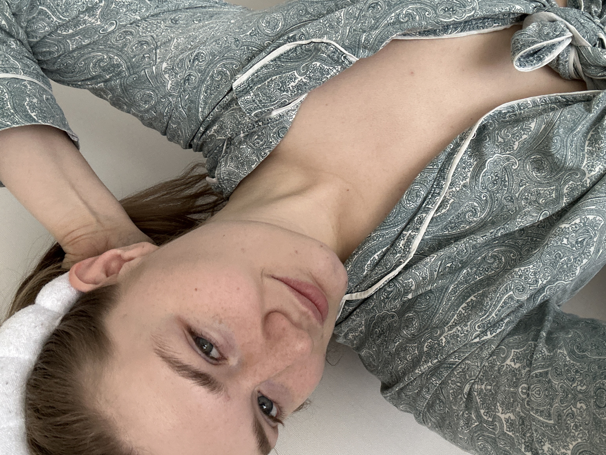 Woman resting in pajamas observed in Kazan