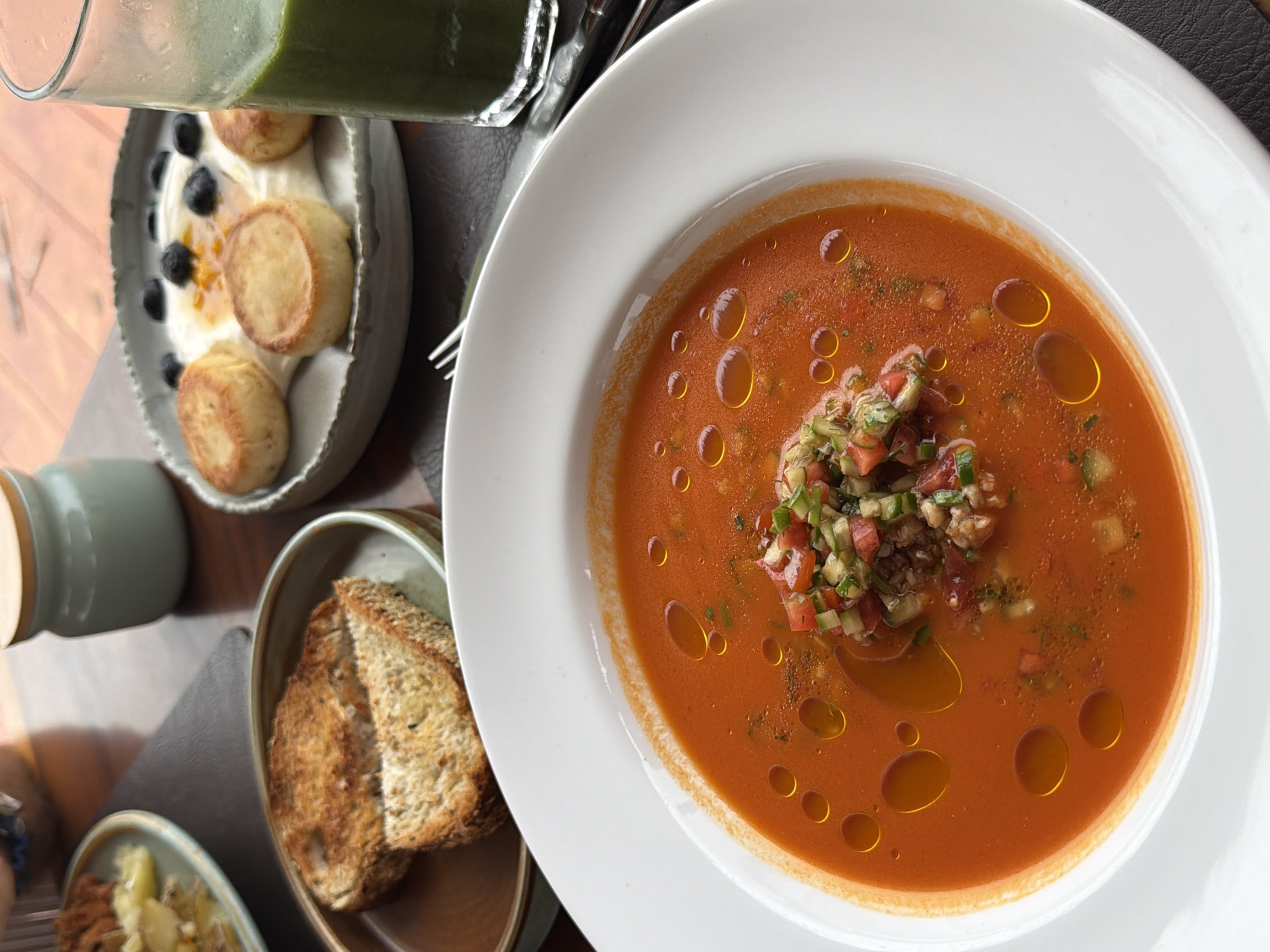 Gazpacho served at restaurant table in Ratsada, Thailand