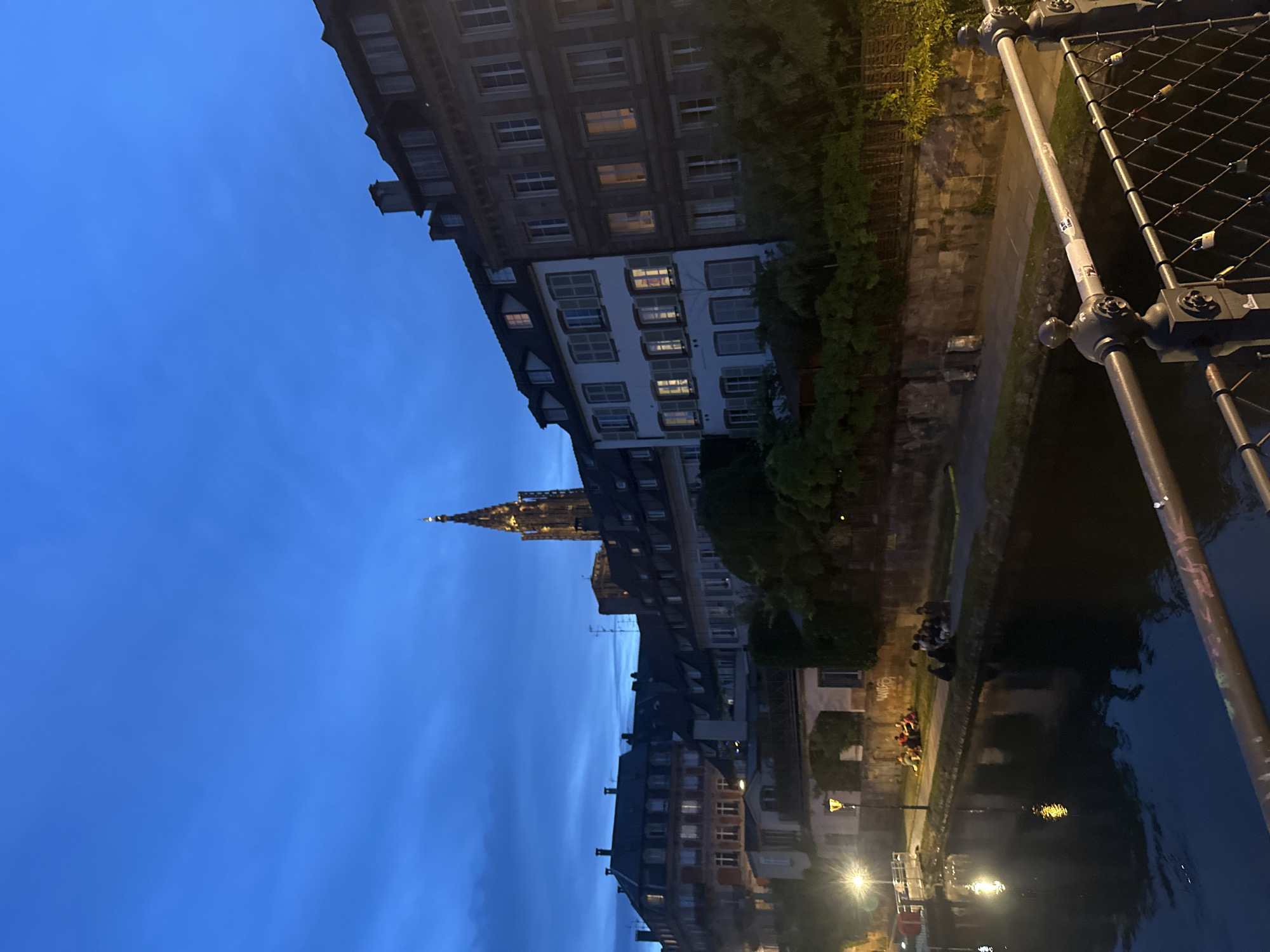 Twilight canal scenes documented in Strasbourg, France