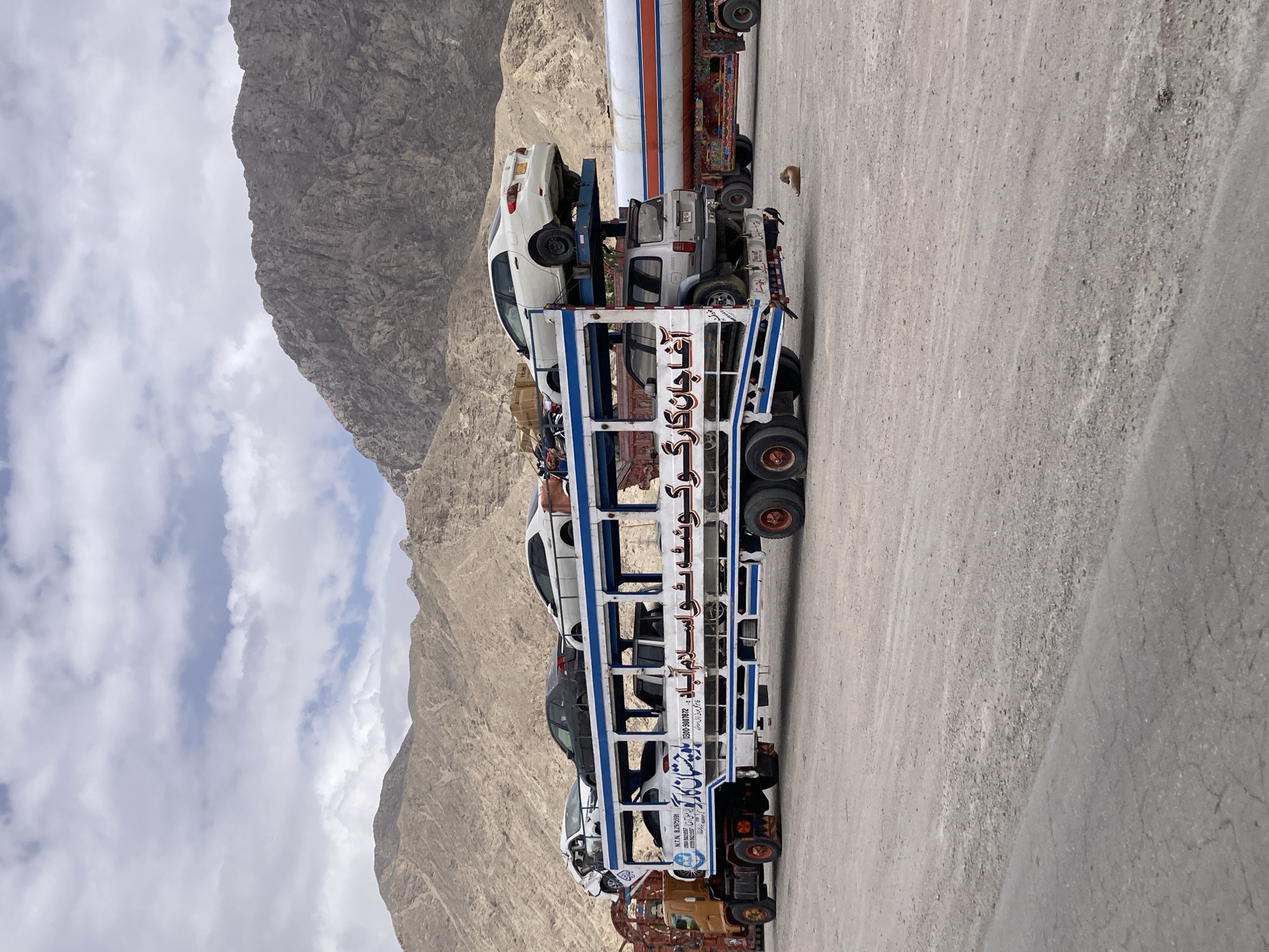 Custom car carrier truck spotted roadside in Pakistan