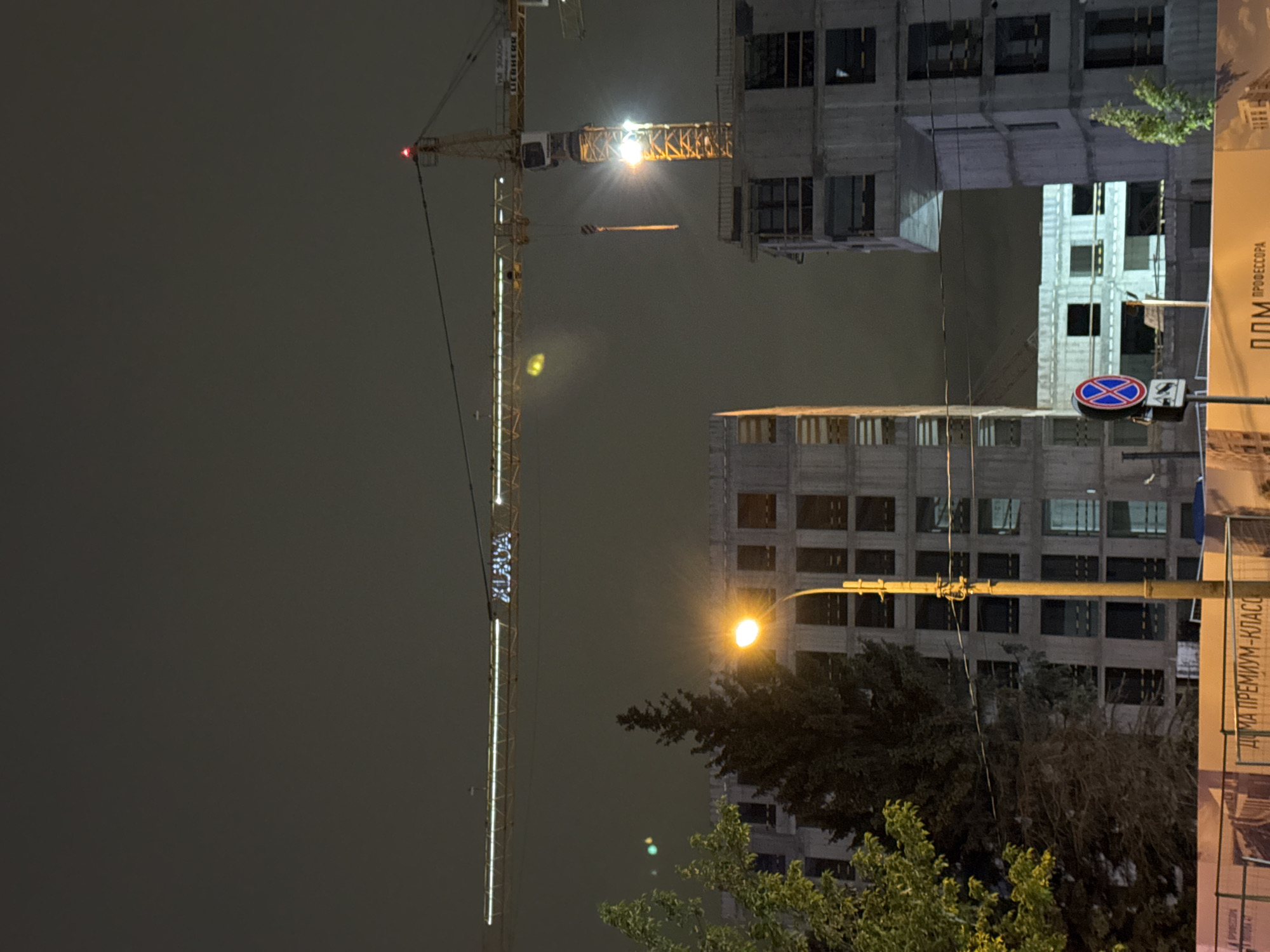 Nighttime scenes documented across Saint Petersburg construction and streets