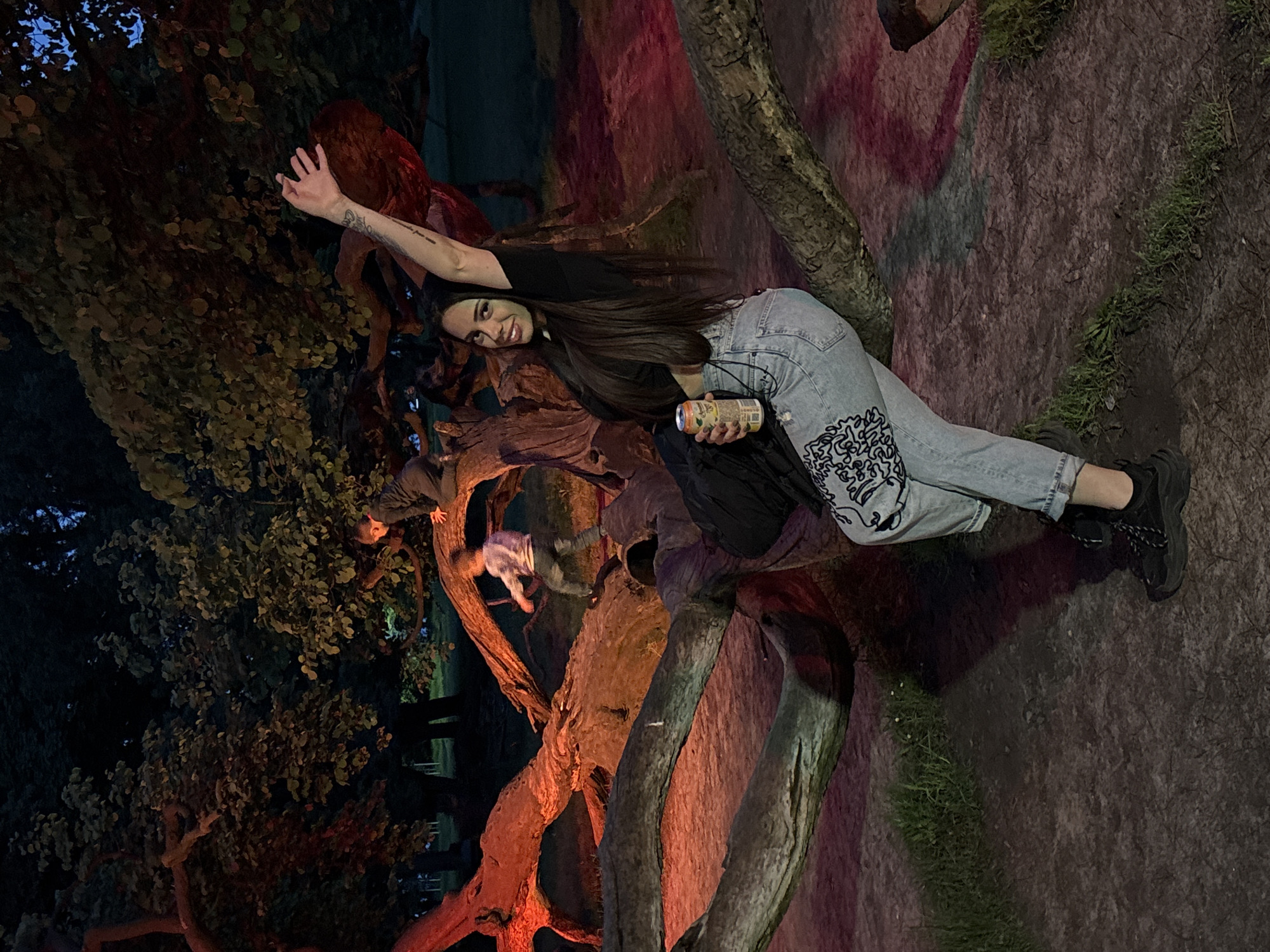 Evening photo session captured in illuminated Varna park