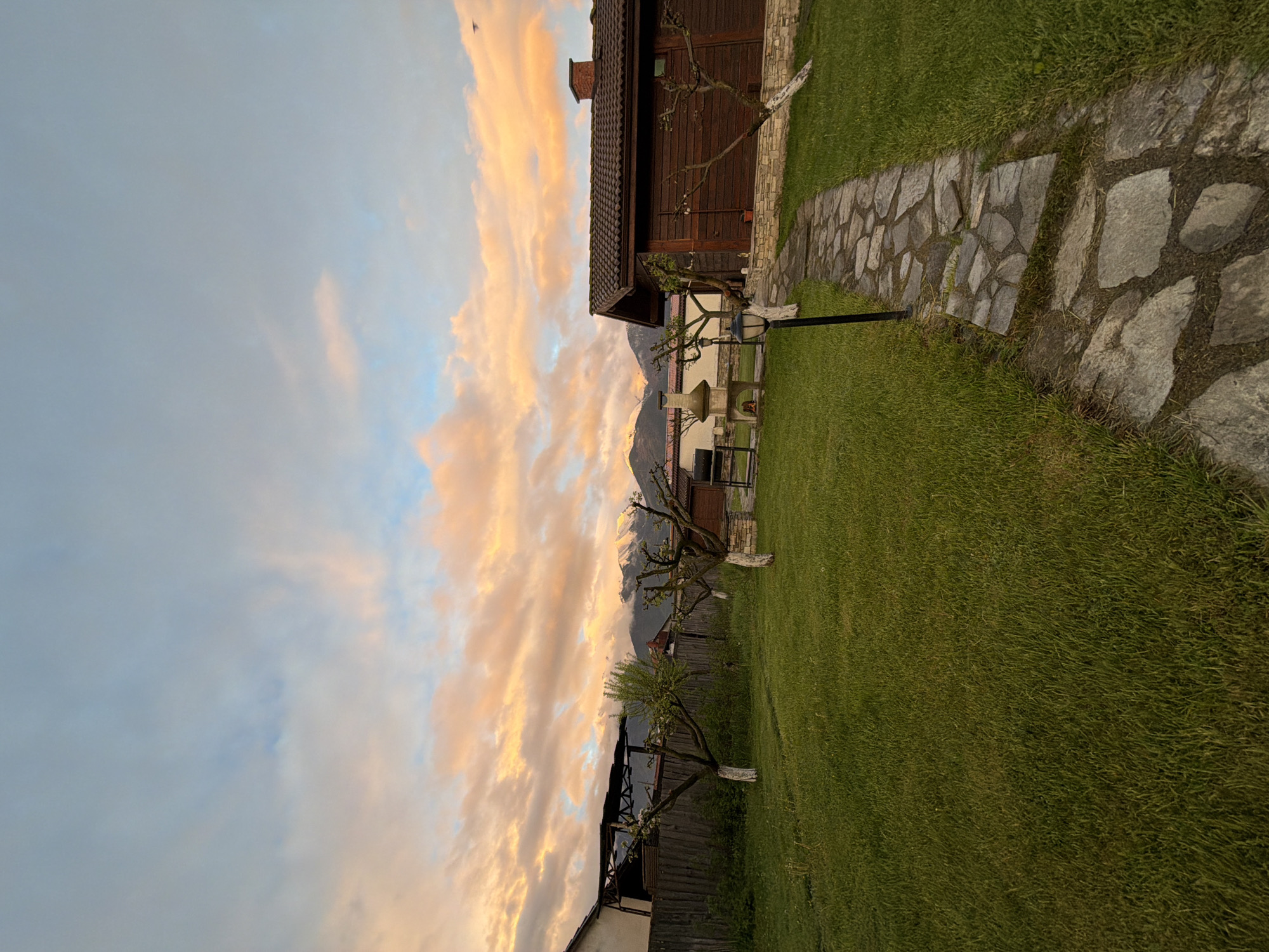 Quiet backyard scene captured at dawn in Razlog, Bulgaria
