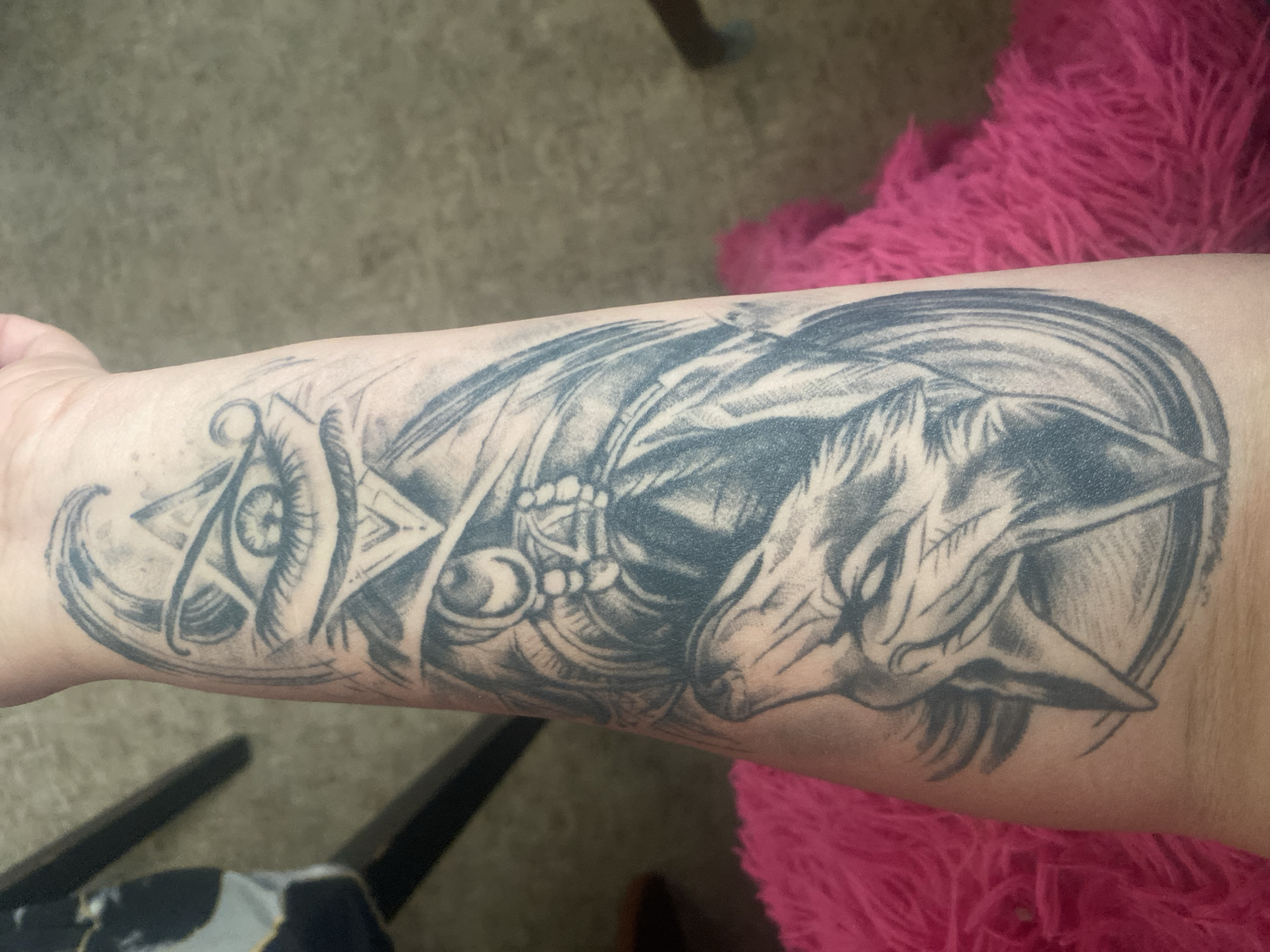 Personal tattoo and domestic cat moments documented in Artyom