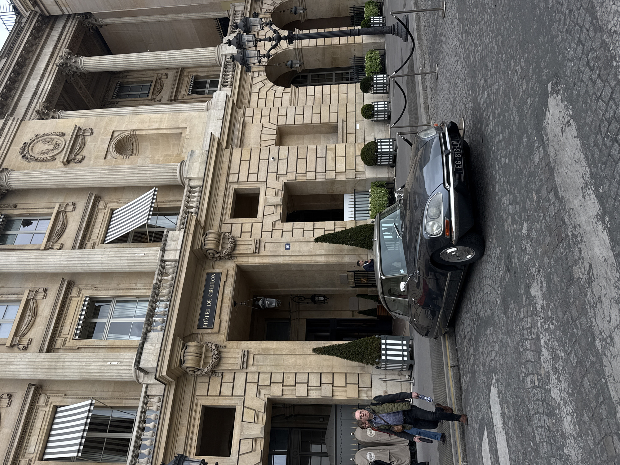 Vintage car spotted at luxury Hôtel de Crillon, Paris