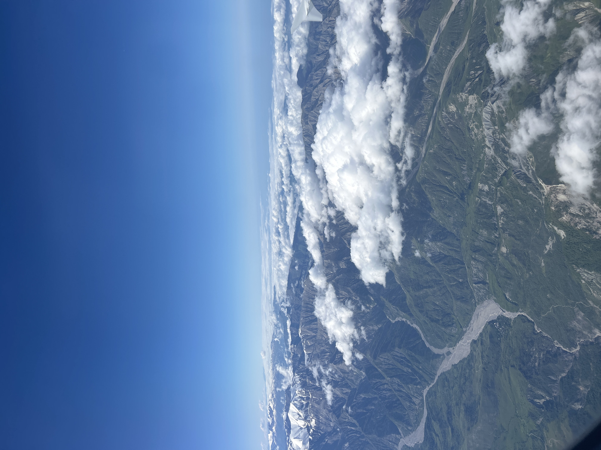 Aerial view of Ismailli District mountains captured from banking aircraft
