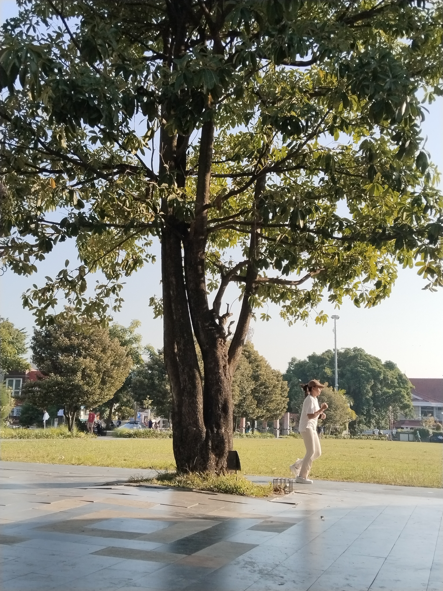 Morning activity at a public park in Kecamatan Pati, Indonesia