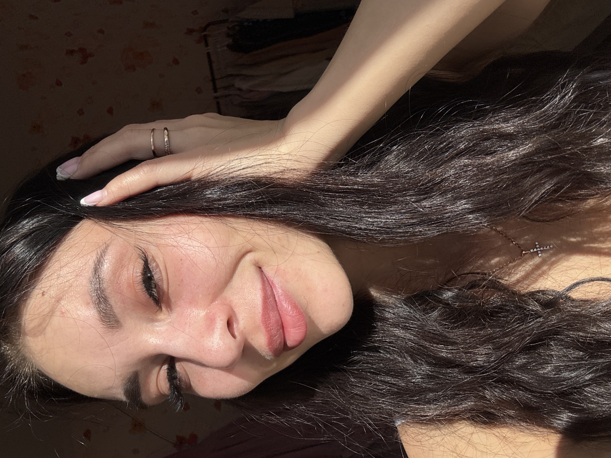 Woman rests peacefully in early morning hours in Chaikovsky