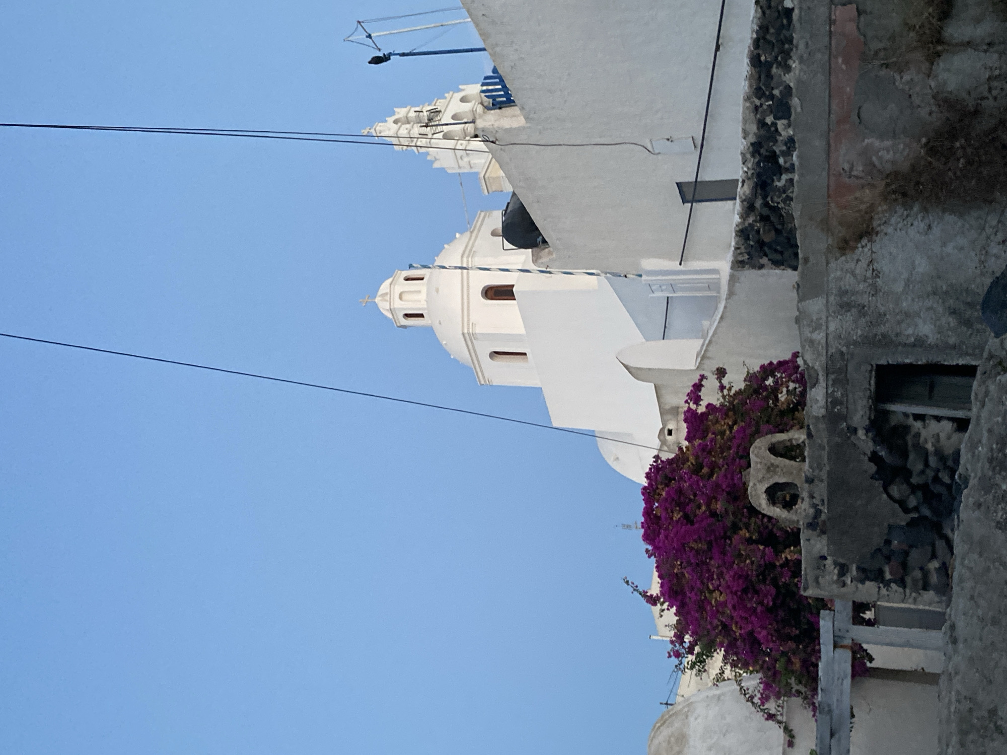 An evening in Santorini: churches, bougainvillea, and quiet moments
