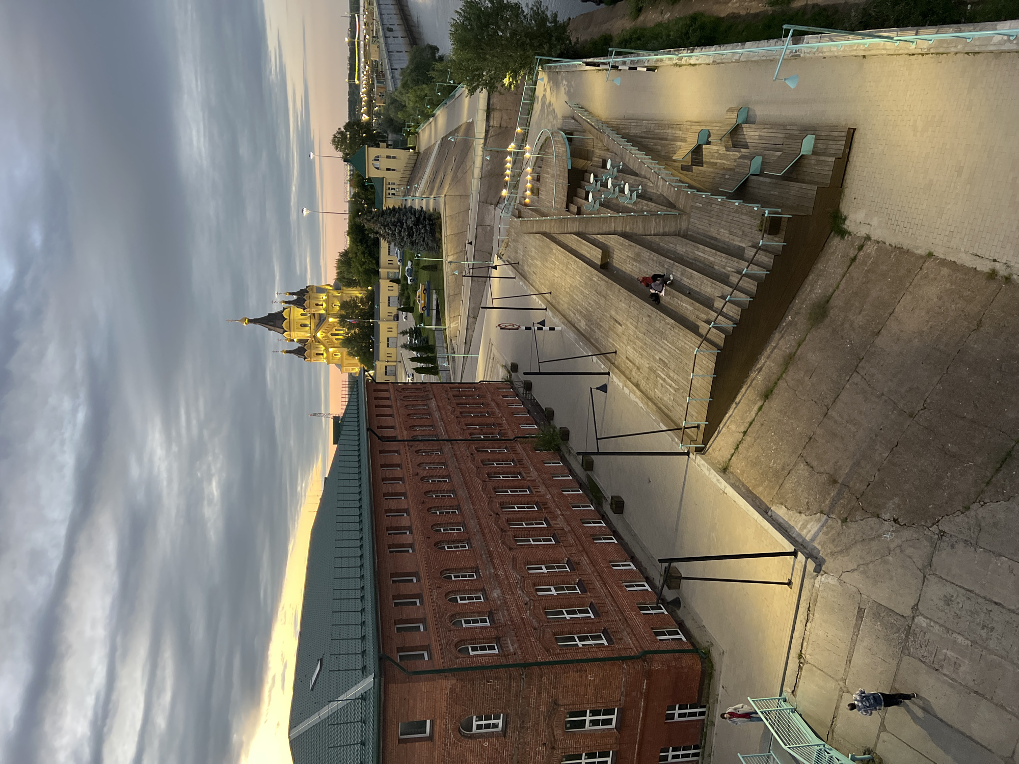 Nizhny Novgorod landmarks and embankment at dusk