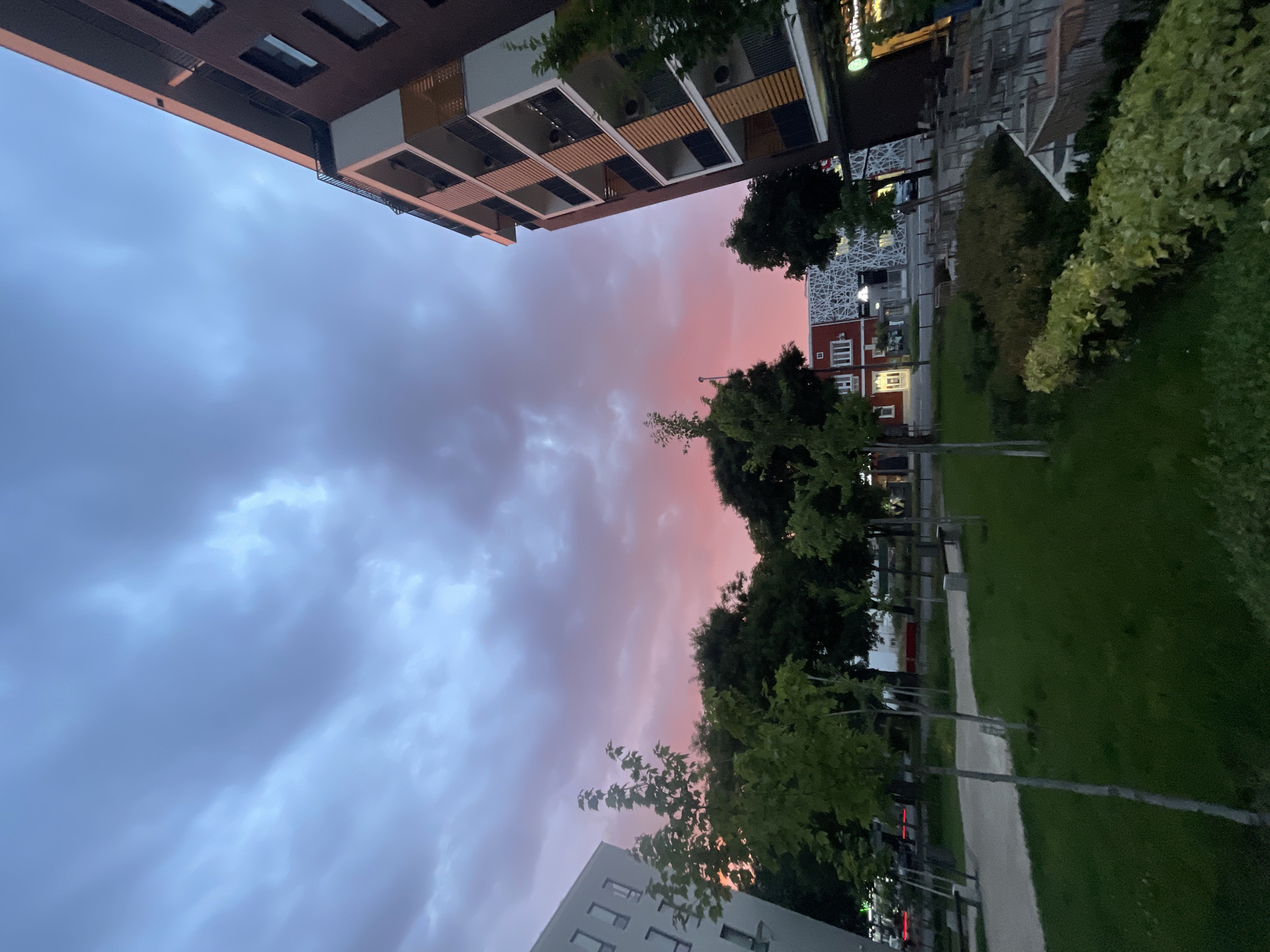Zemun residential complex at dusk, summer evening