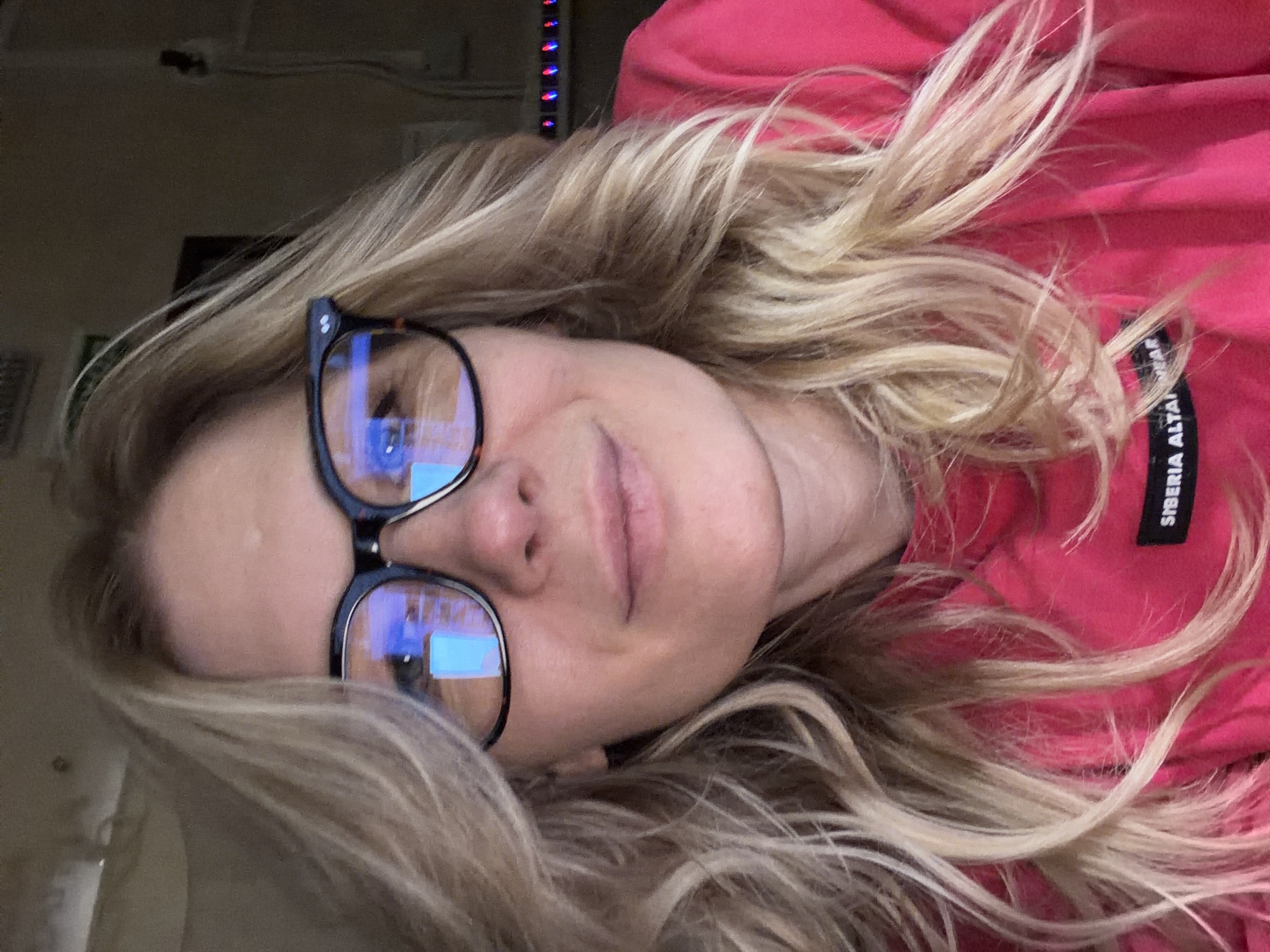 Woman with blonde hair, glasses photographed in Sochi