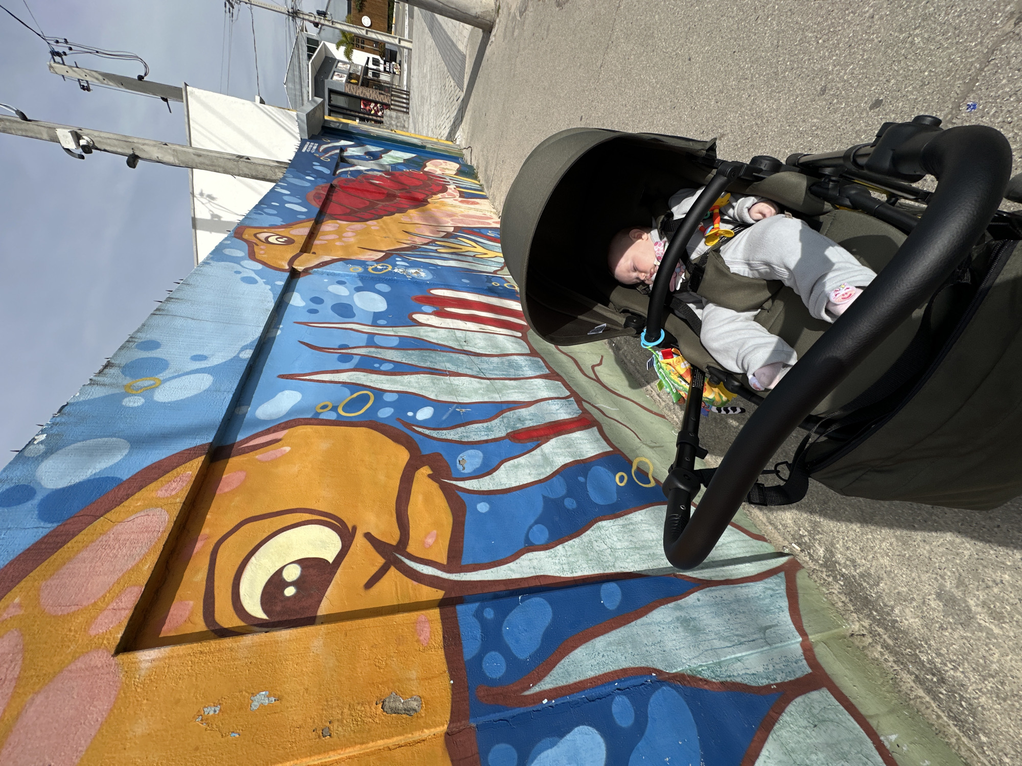 Quiet afternoon on a Florianópolis street, stroller and all