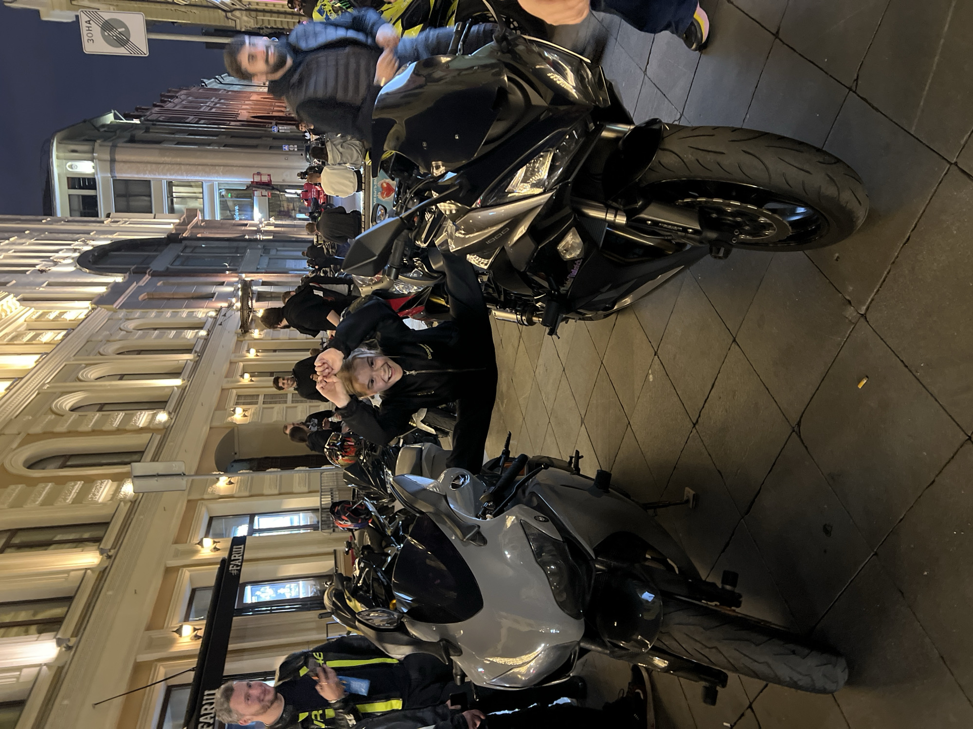 Evening motorcycle meetup on Moscow streets