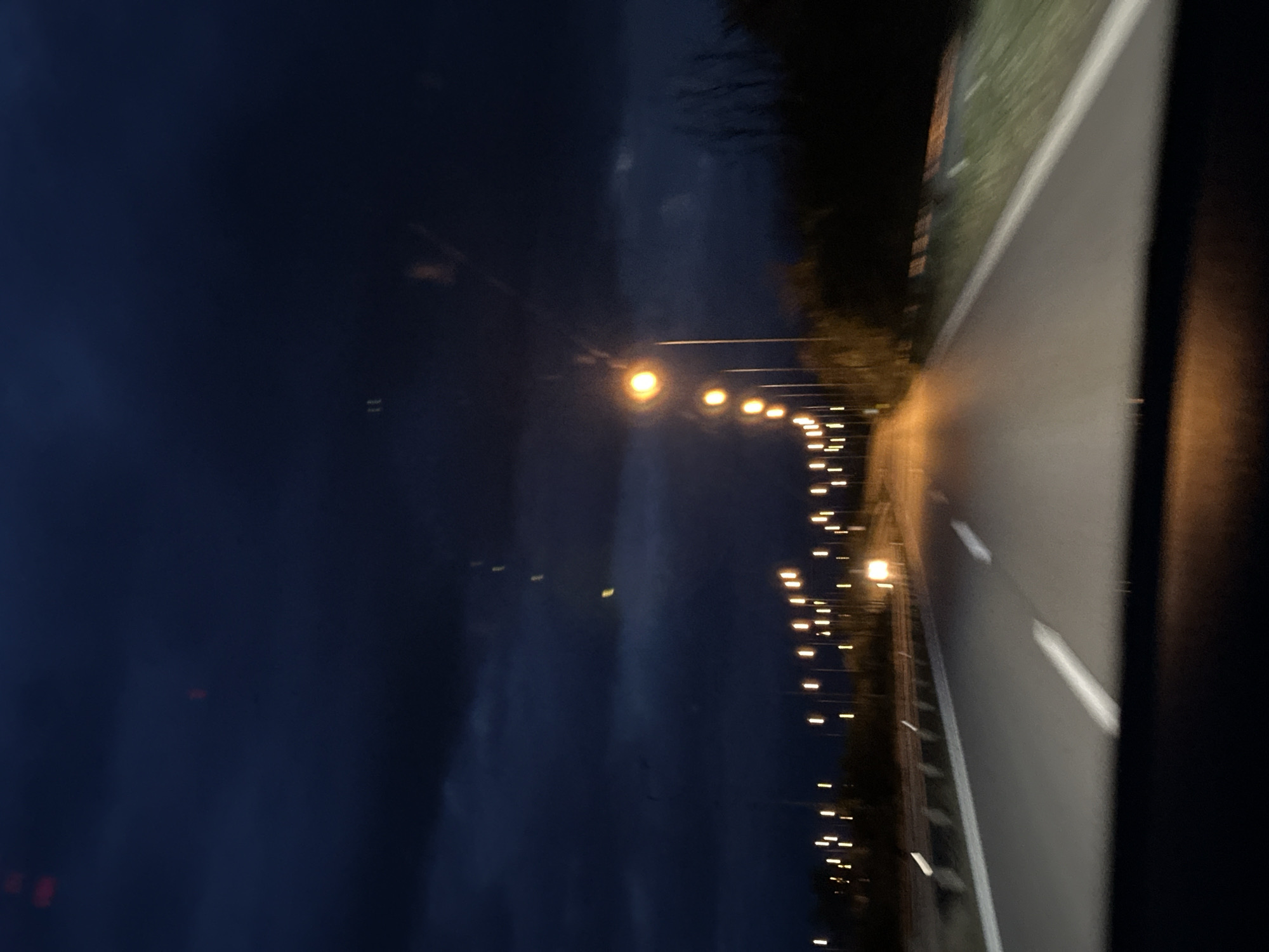 Nighttime highway drive captured in Greece