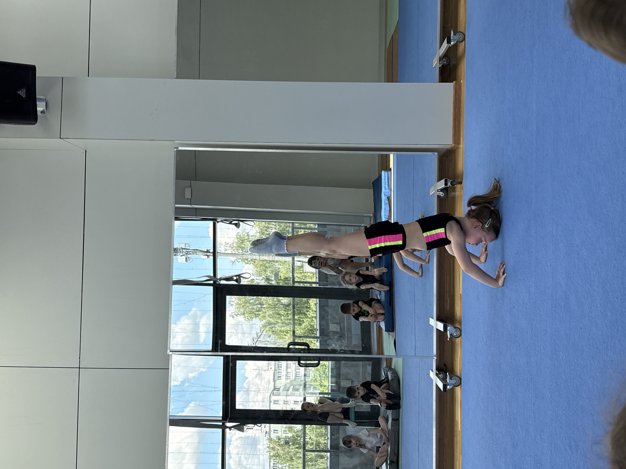 Children's gymnastics training session captured in Khimki, Russia