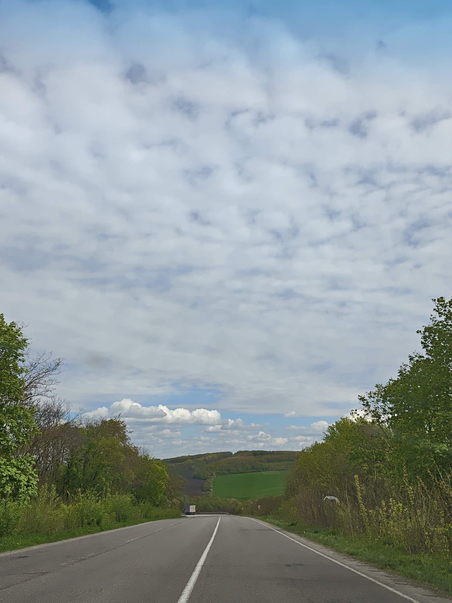 Rural road photographed in Strointsi, Ukraine under cloudy skies