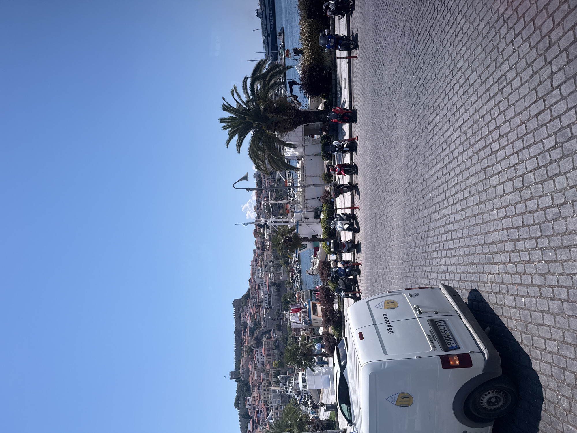 Sunny morning around Kavala's harbor streets