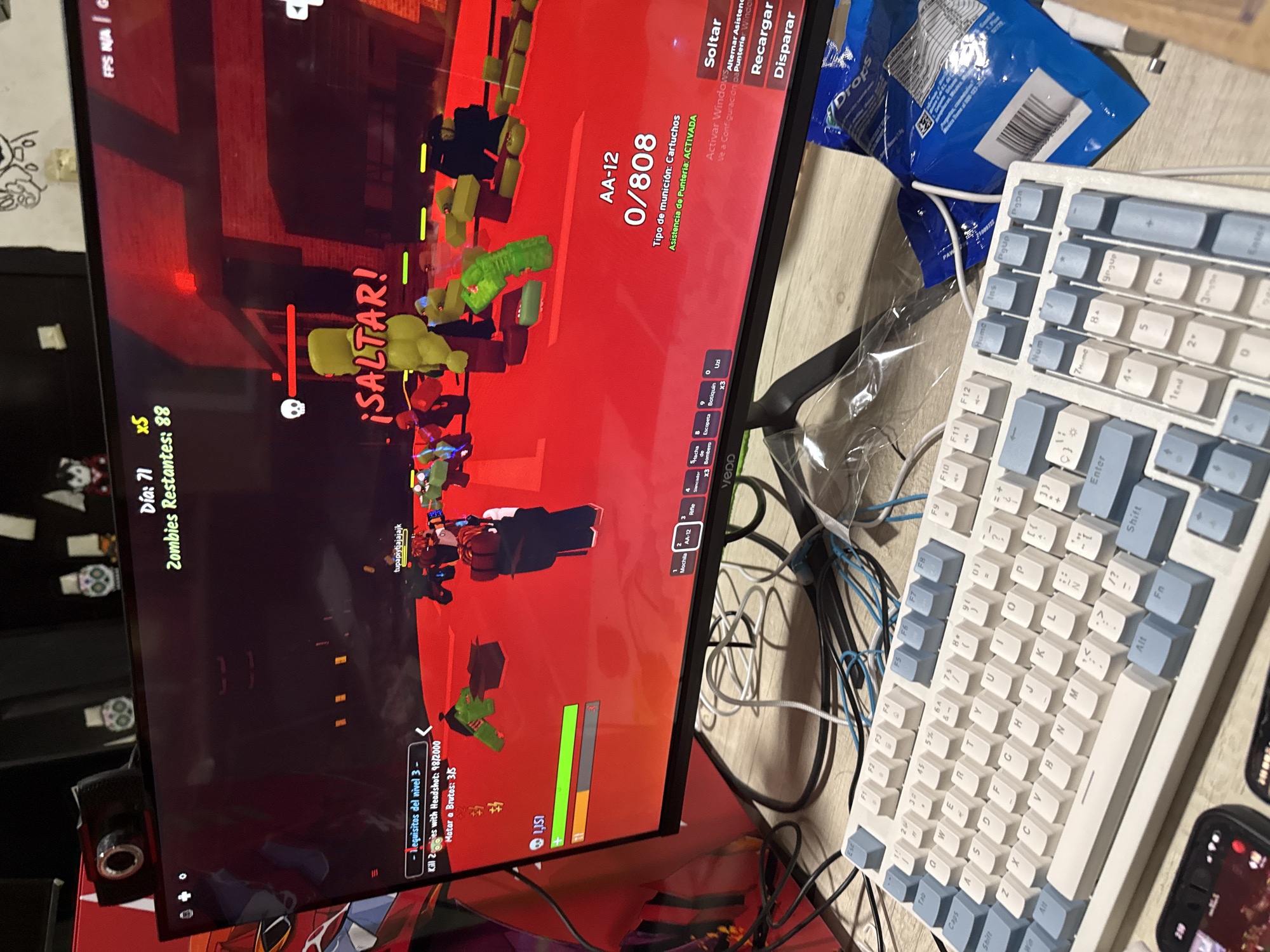 Gamer plays zombie shooter in Puebla, Mexico