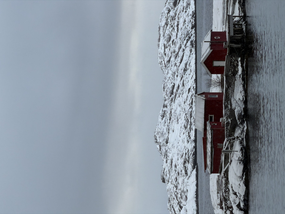 Winter scenes documented in Svolvær featuring rorbuer and tunnel