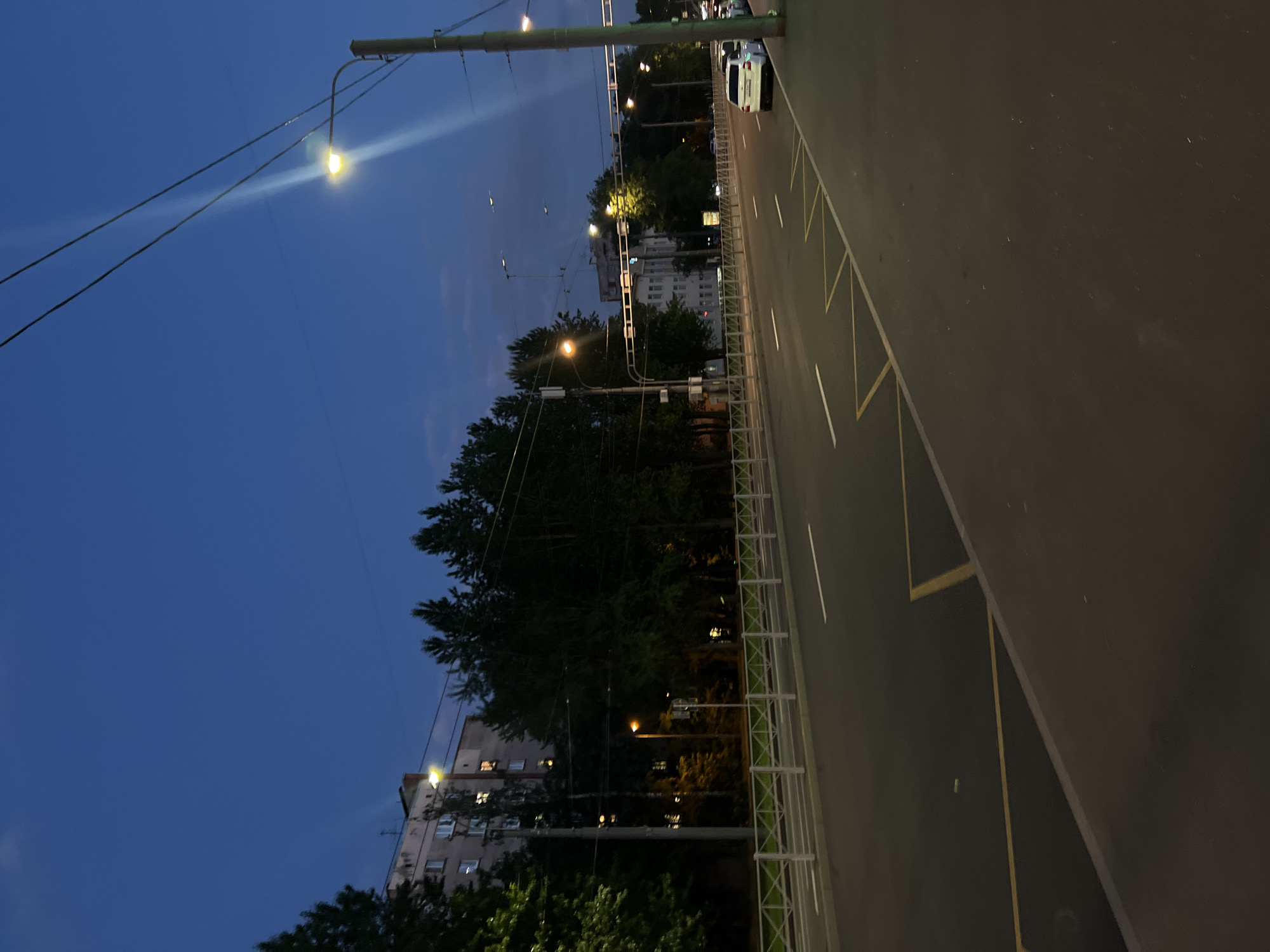 Urban twilight scenes documented during evening hours