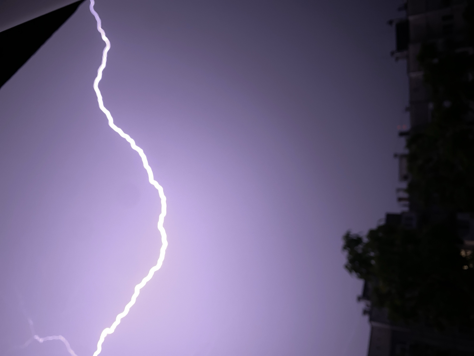 Lightning strike captured during thunderstorm in Pleven, Bulgaria
