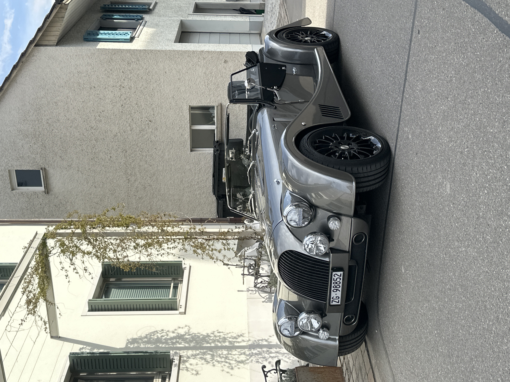 Morgan sports car spotted parked in Rafz, Switzerland