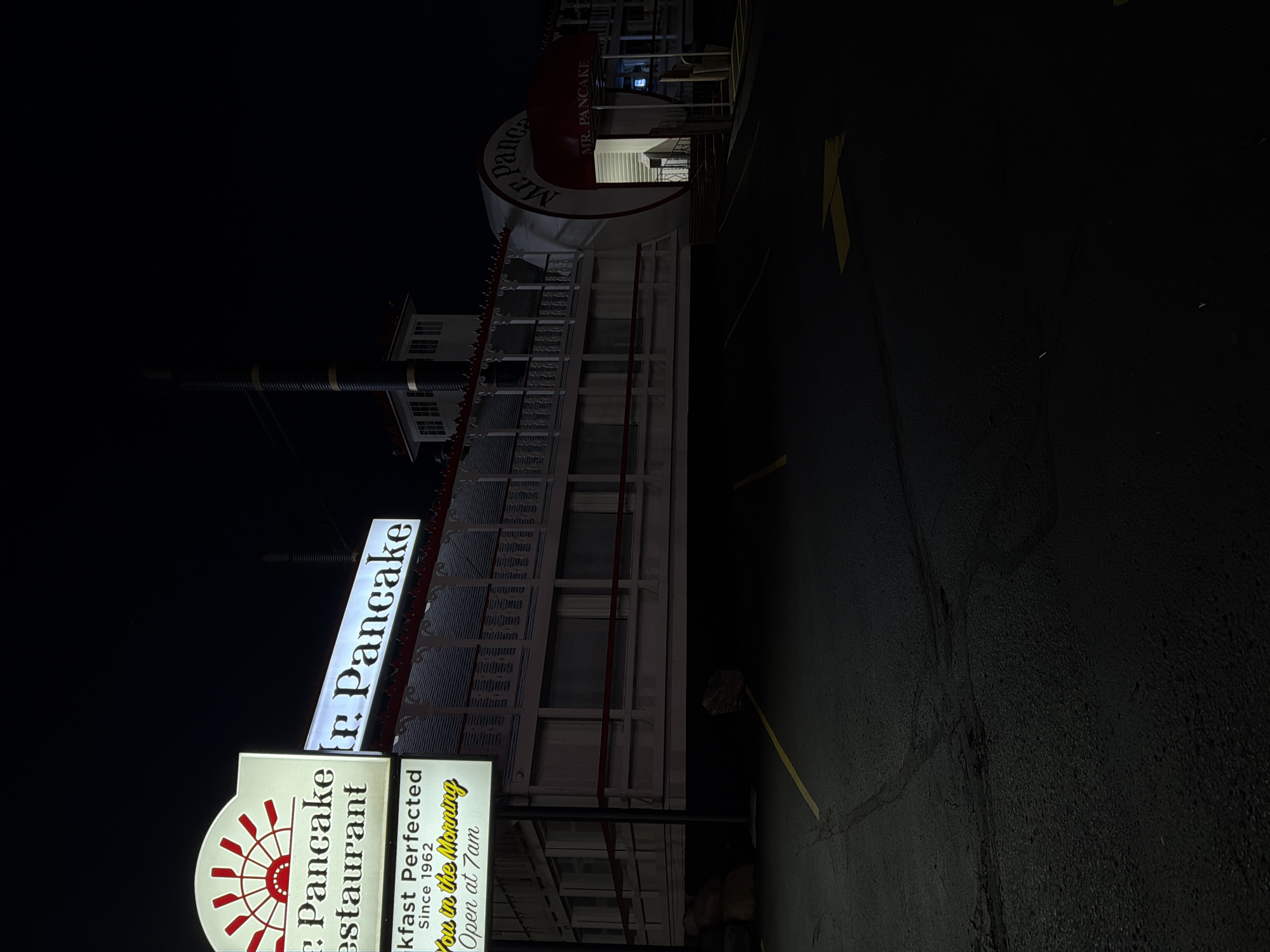 Nighttime photo captures riverboat-styled Mr. Pancake restaurant in Lake Delton