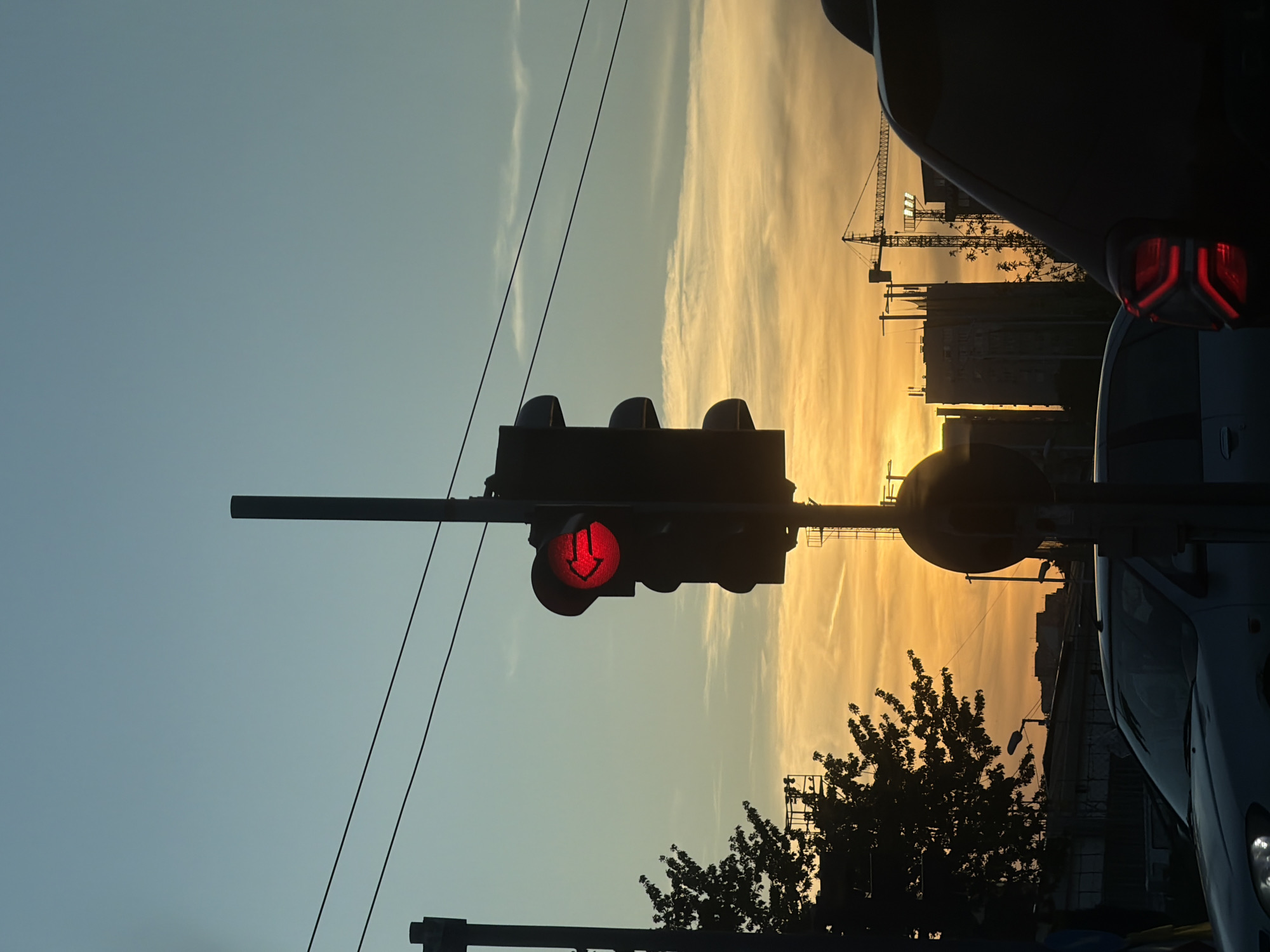 Sunset illuminates commercial district in Varna, Bulgaria