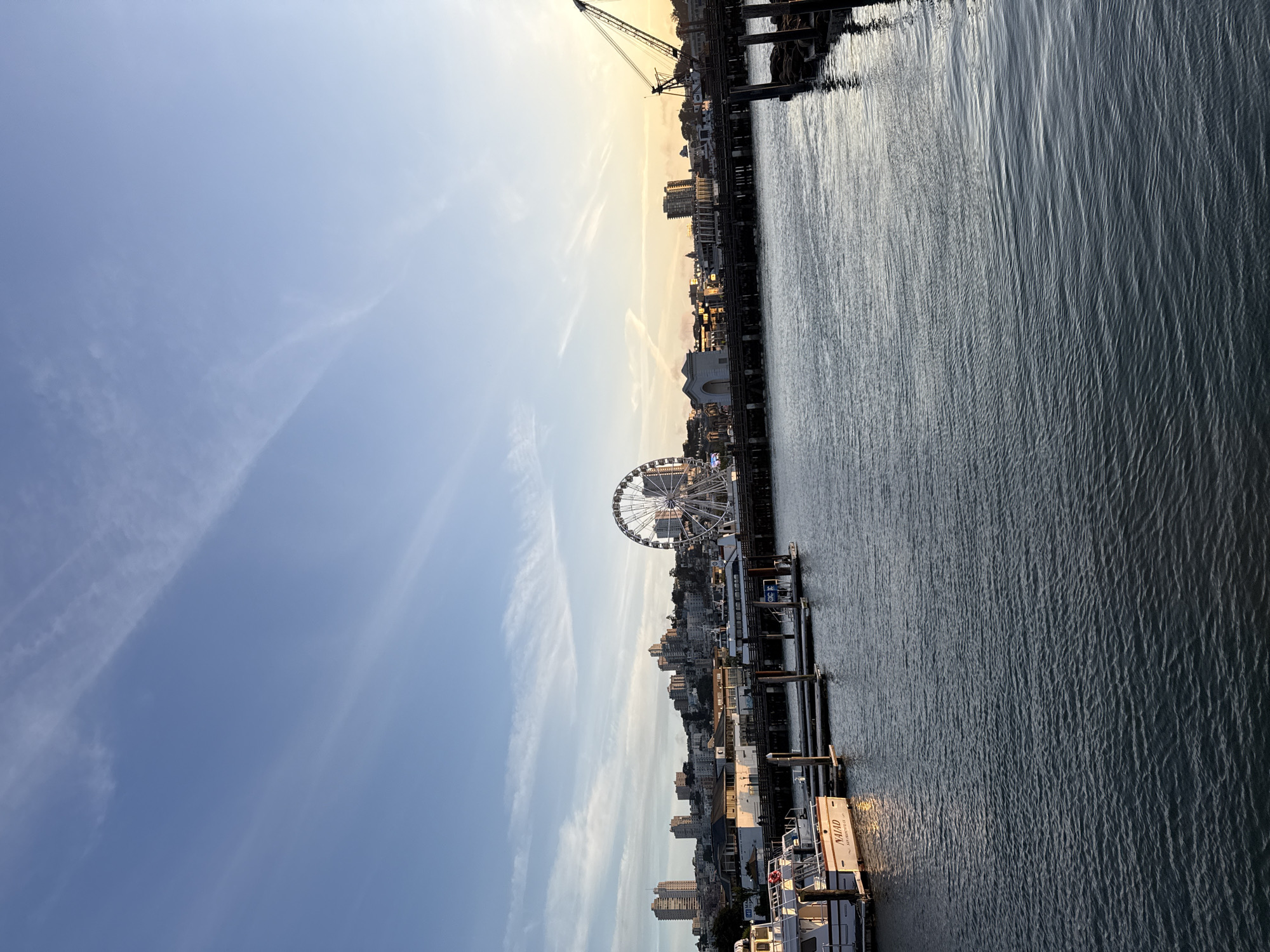 San Francisco waterfront Ferris wheel pier scene documented early morning