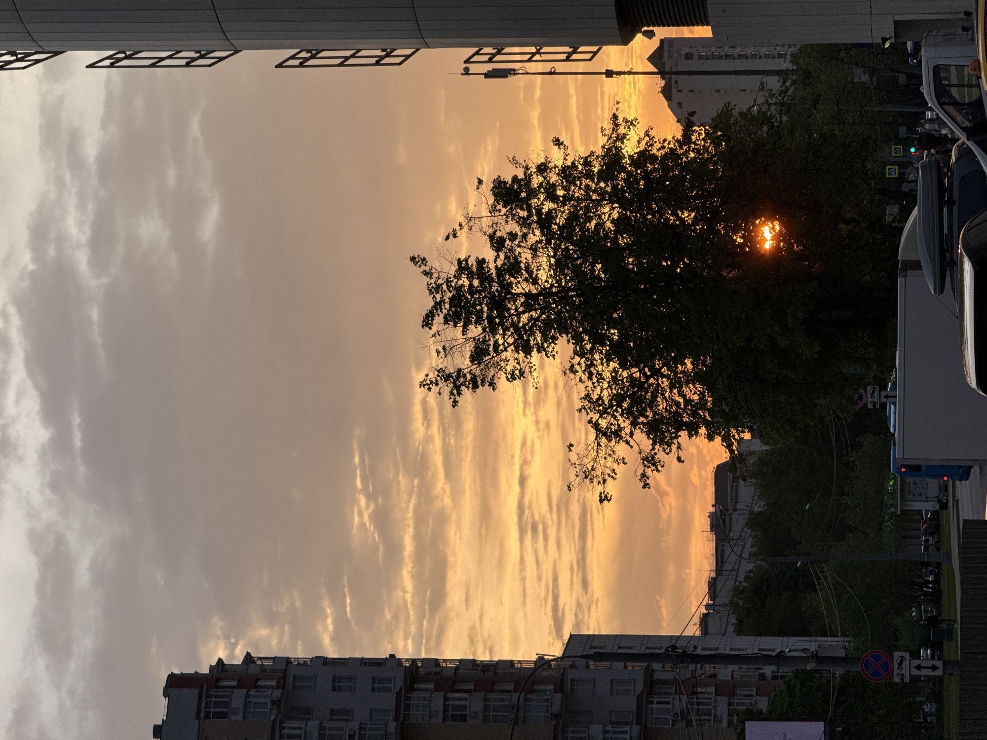 Sunset observed over Moscow urban landscape Friday evening
