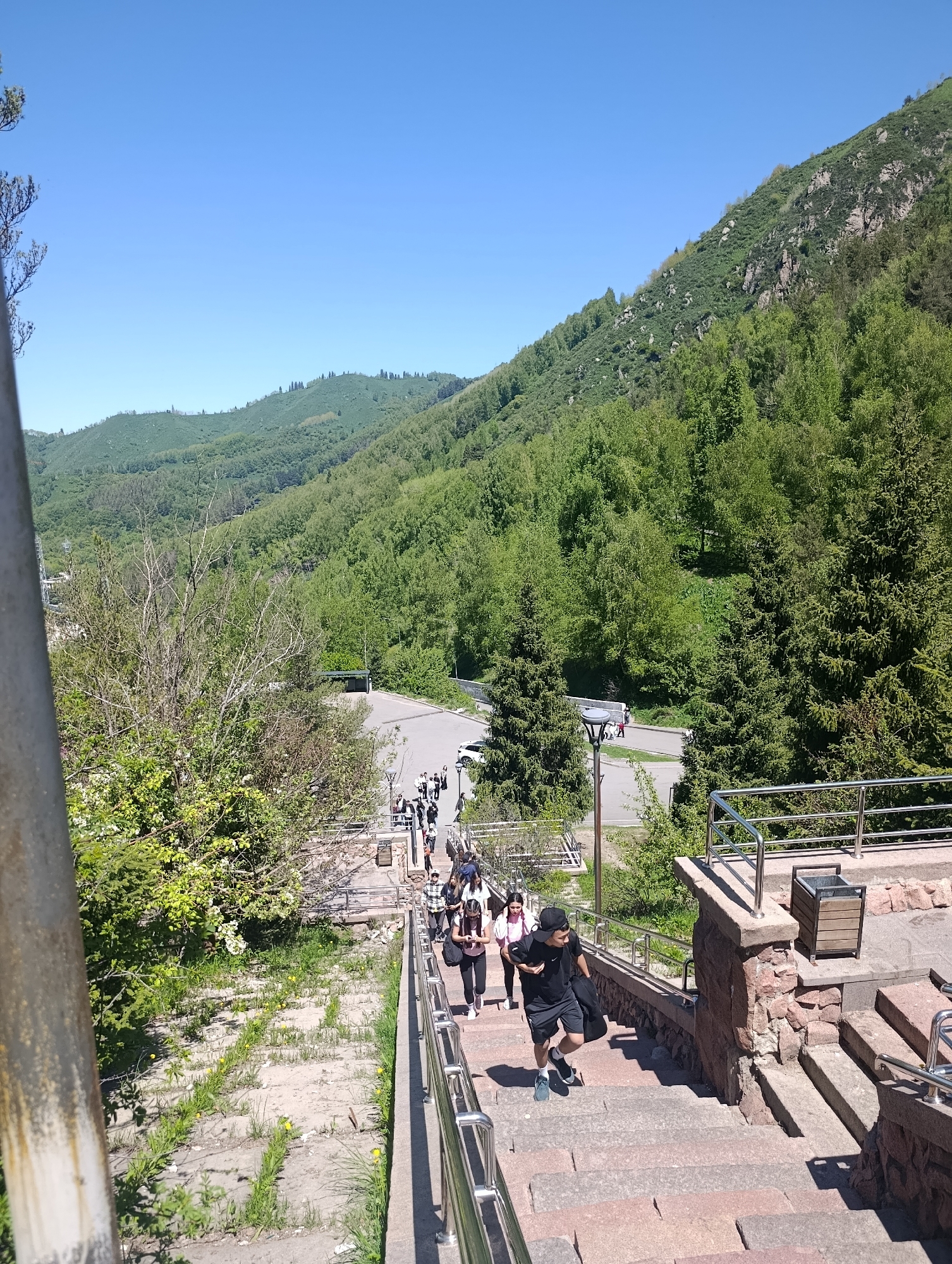 Morning recreational activity documented near Almaty's Medeu complex
