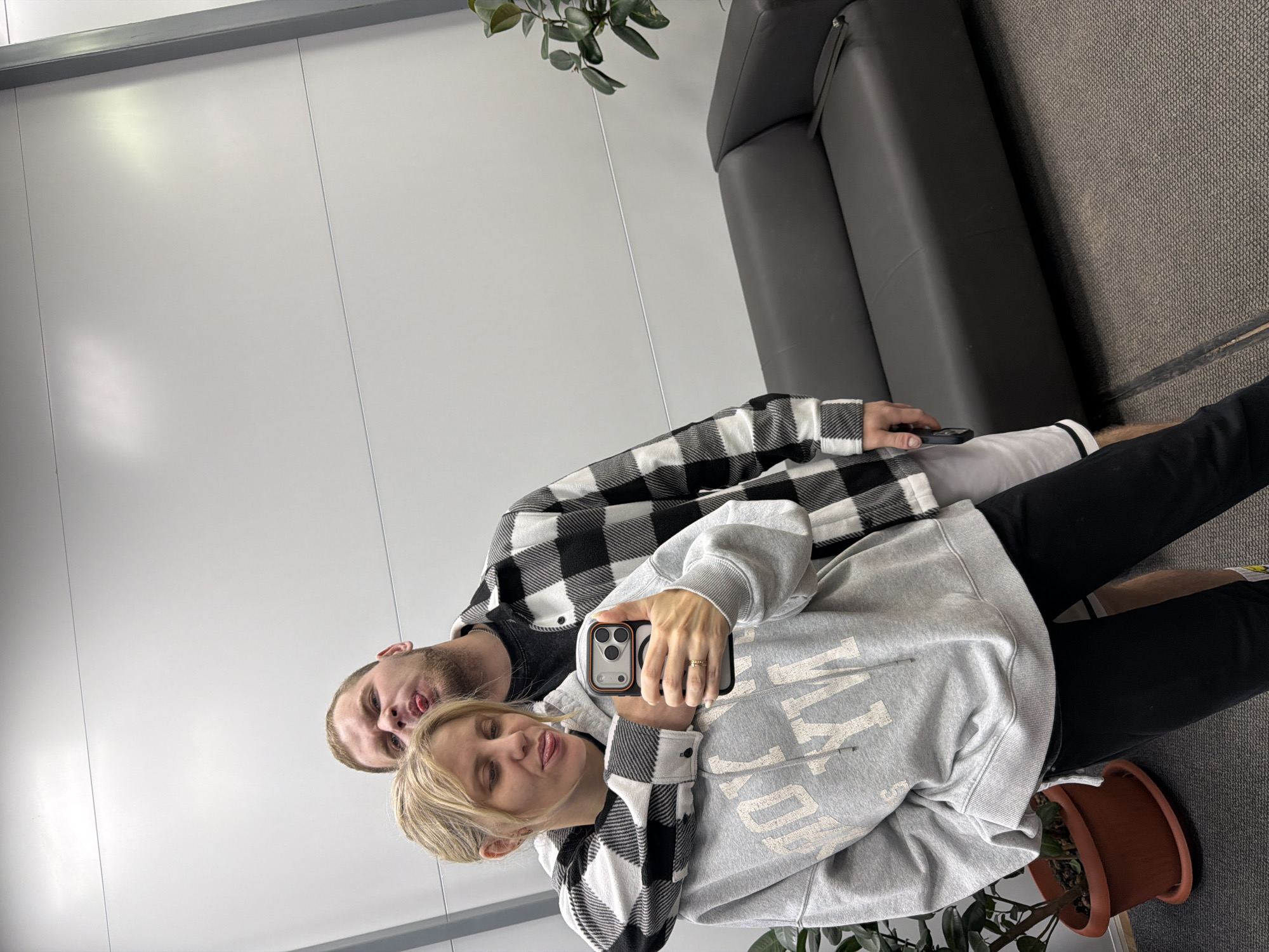 Couple takes playful selfie in Chaikovsky, Russia