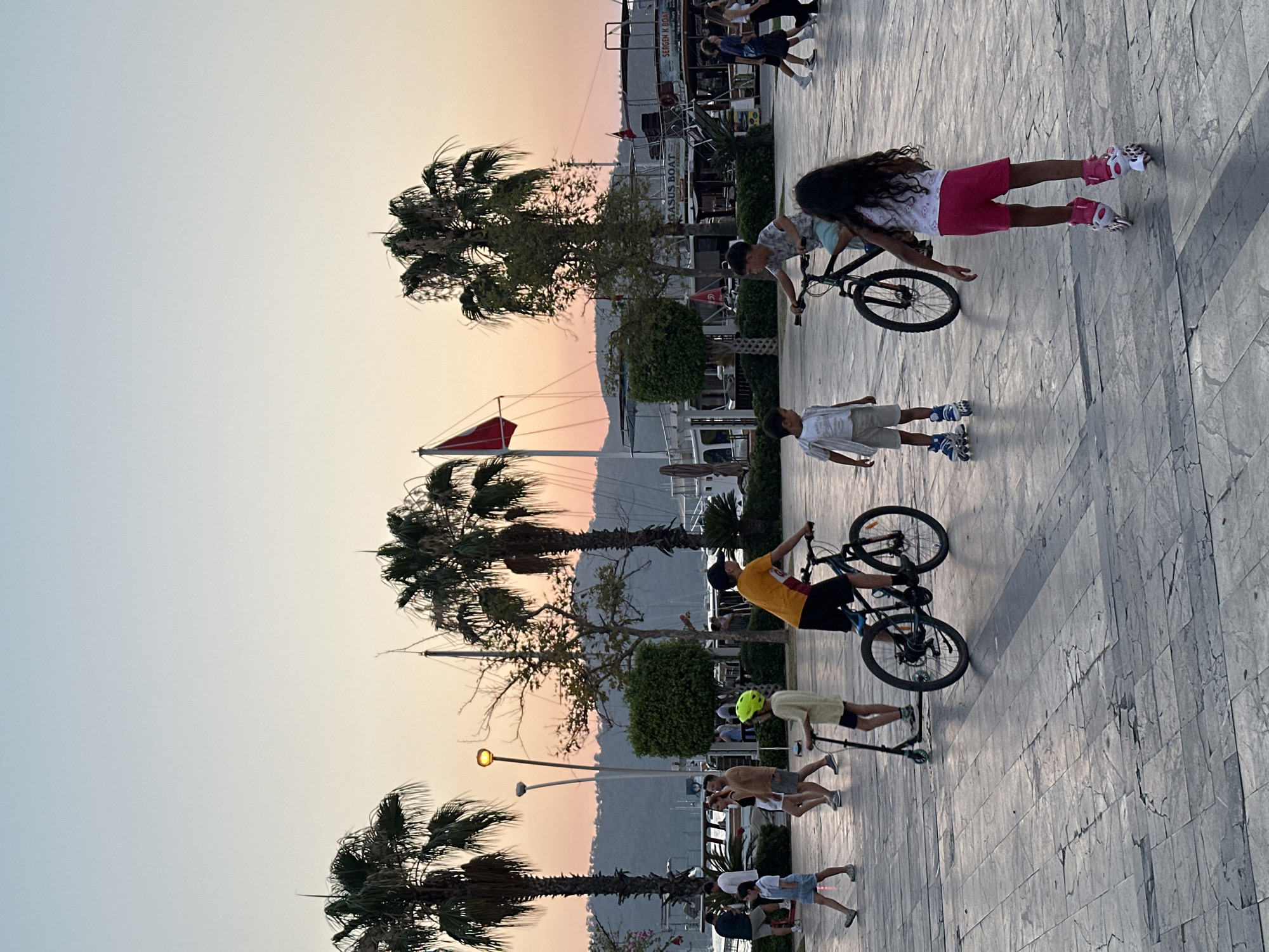 Summer evening on the Fethiye waterfront with live street music