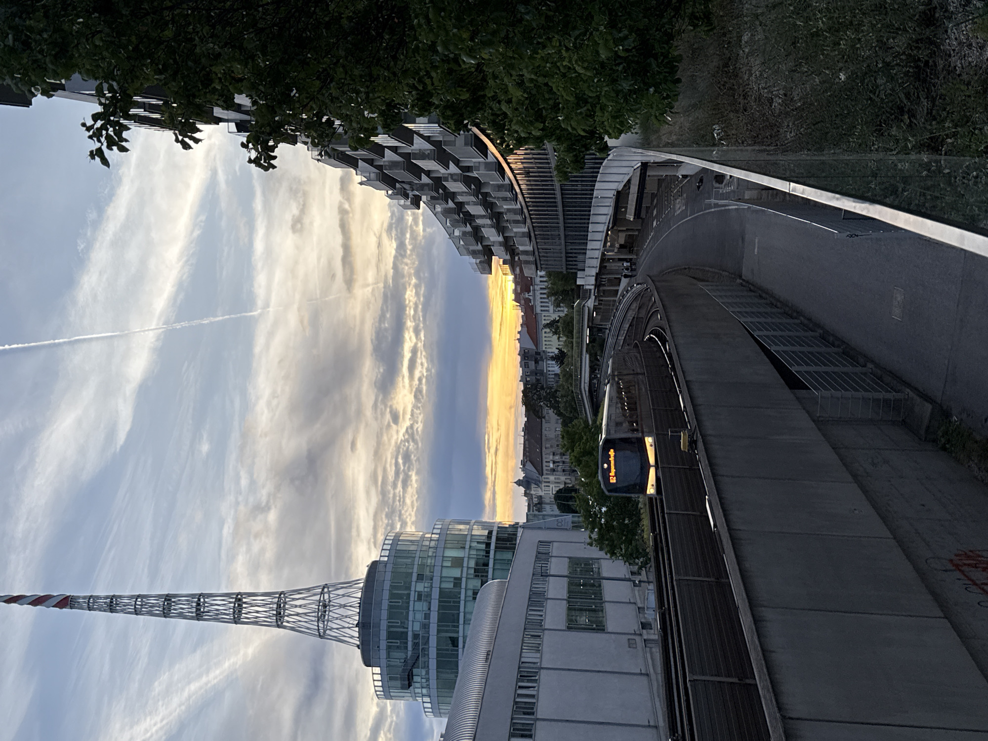 Vienna's modern architecture captured during evening golden hour