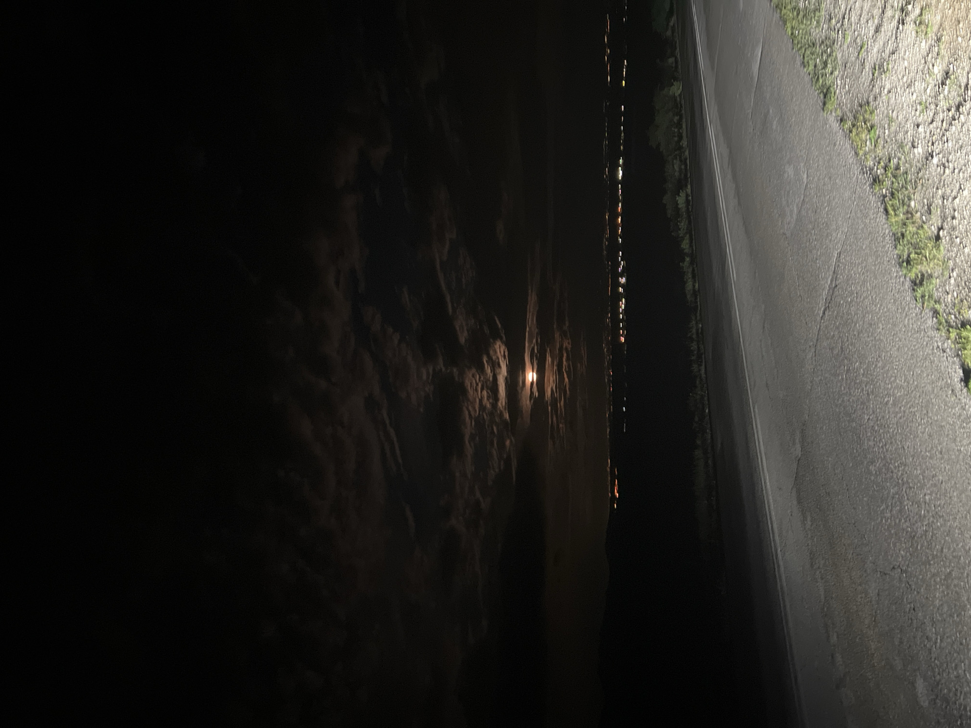 Nighttime road scene photographed in Levski, Bulgaria